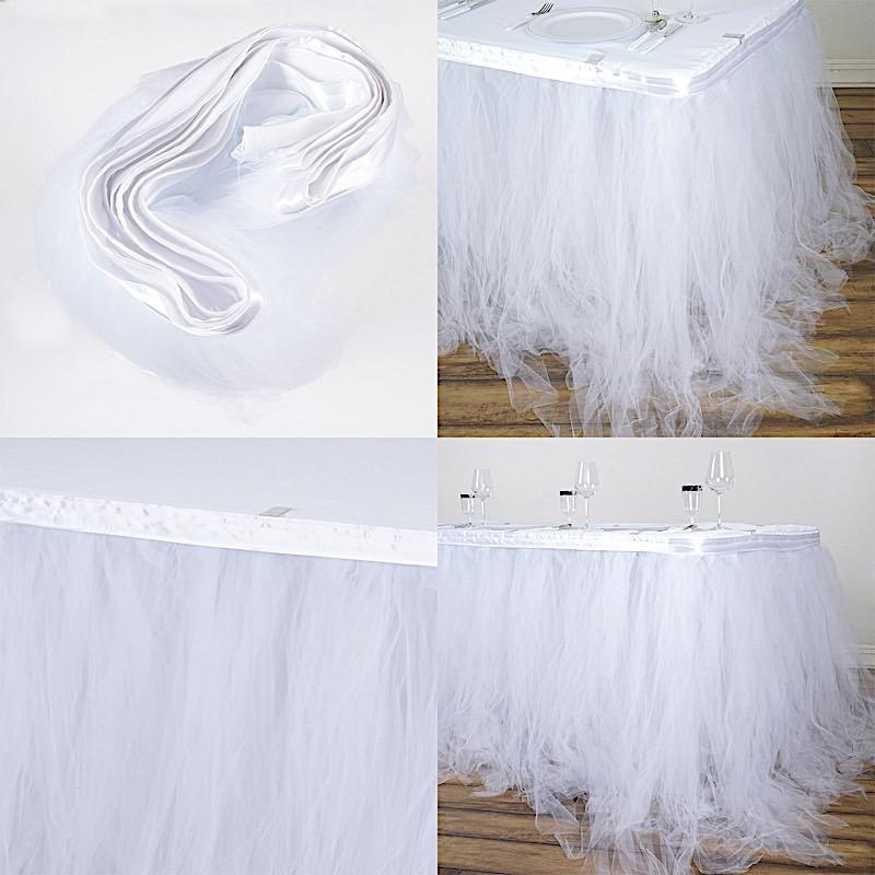 Elegant Multi-Layer Tulle Table Skirt for Weddings, Parties & Events - Decorative Table Covering for Banquet, Birthday & Special Occasions