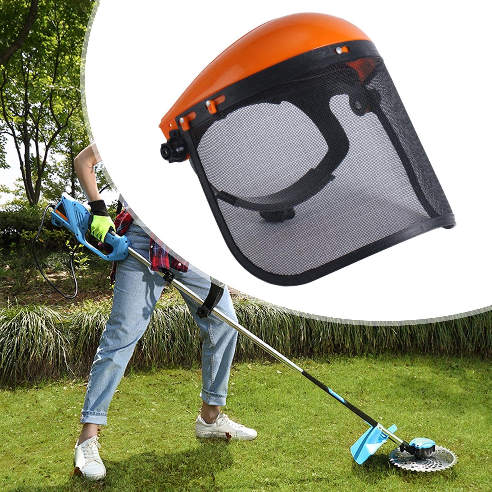GARENDE Professional Chainsaw Face Shield with Steel Wire Mesh - Safety Protection for Chainsaw, Trimmer & Gardening (Orange) | Ideal for Wood Cutting, Landscaping & Outdoor Work