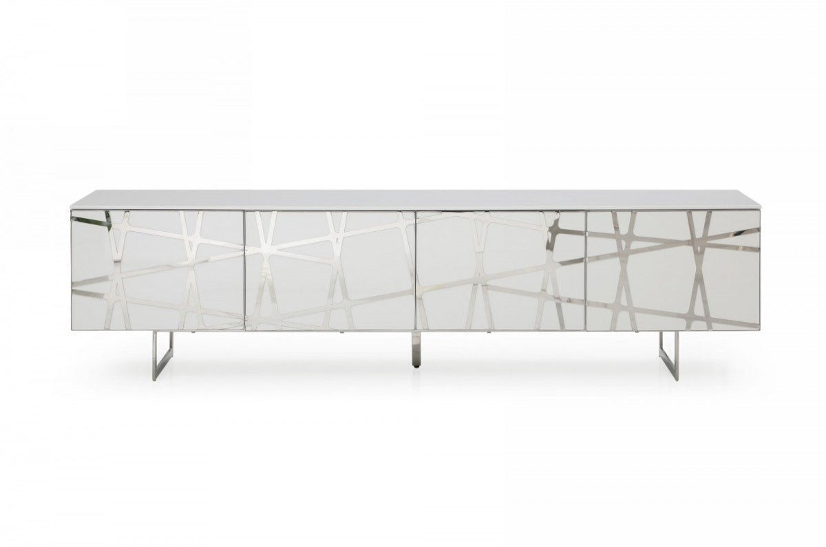 Modern White TV Stand for Living Room - Sturdy Entertainment Center with Storage Shelves for TVs up to 65