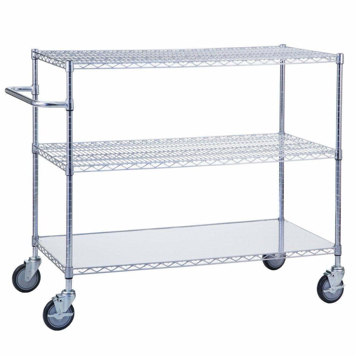 3-Tier Rolling Utility Cart with Solid Bottom - 18