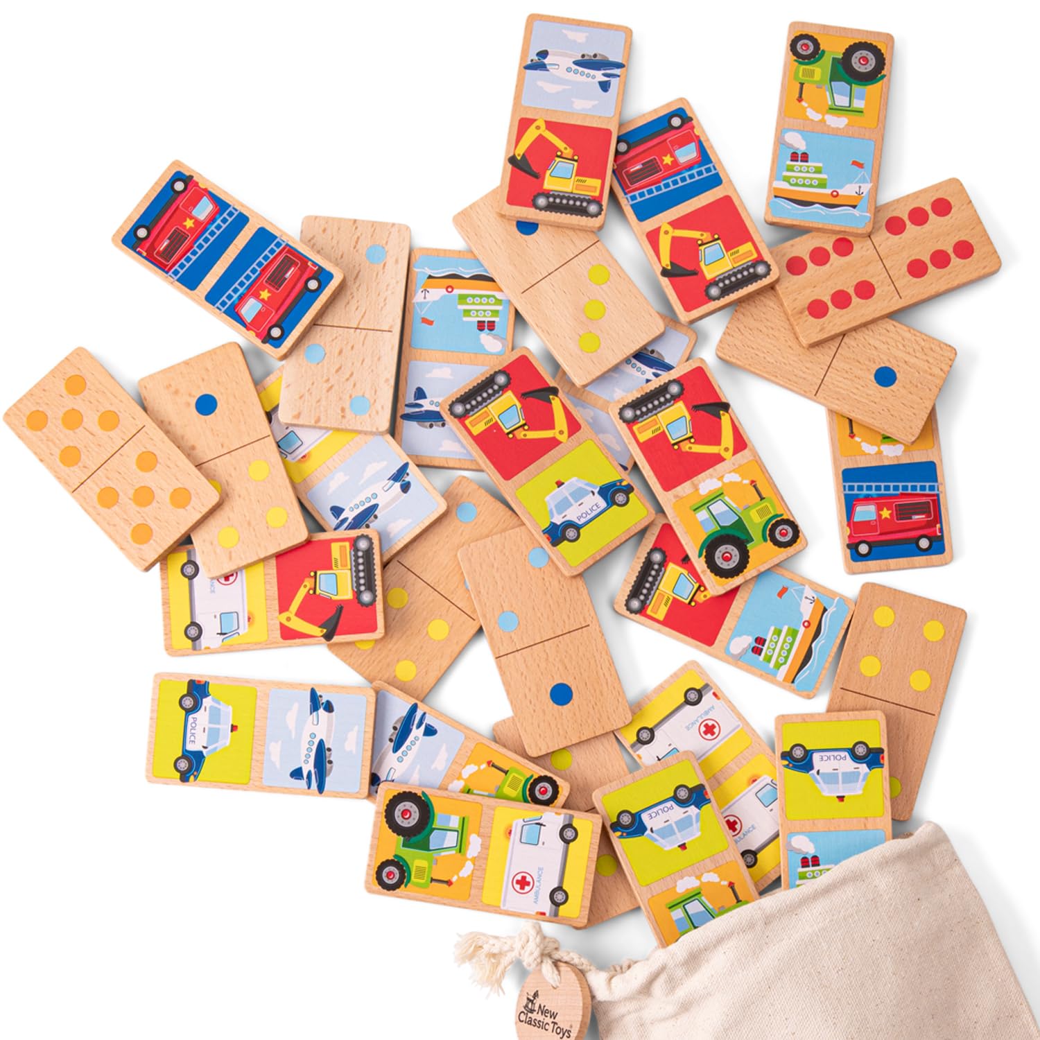 Classic Domino Game Set with Vehicles - 108 Colorful Pieces for Kids & Family Fun | Perfect for Indoor Play, Birthday Gifts & Educational STEM Toys