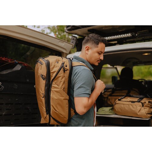 Peak Design 45L Travel Backpack - Durable Coyote Color for Adventure Travel, Hiking & Business Trips - Waterproof Carry-On Backpack with Laptop Compartment