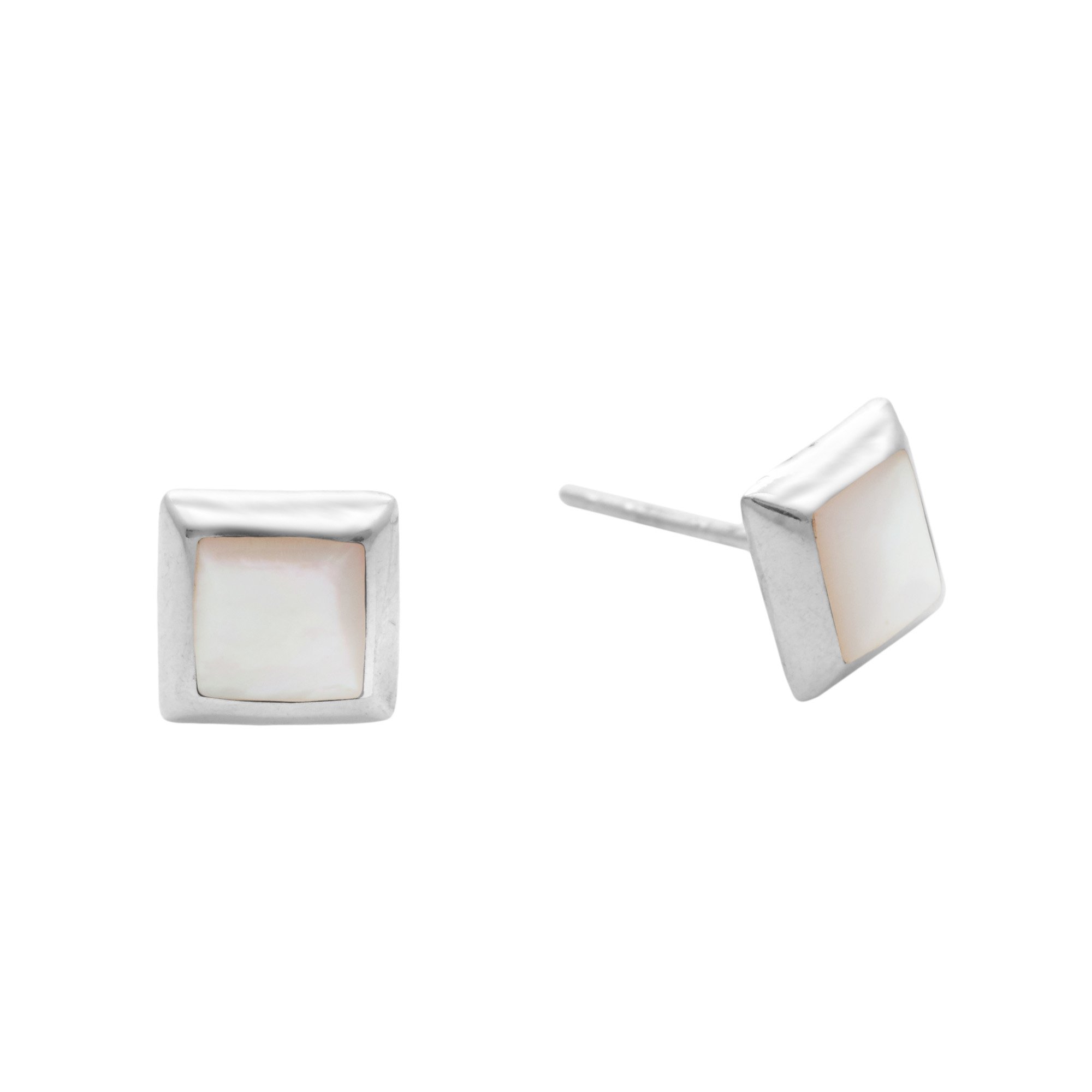 Silverly Women's 925 Sterling Silver Mother of Pearl 7mm Square Stud Earrings - Elegant Pearl Jewelry for Women, Perfect Gift for Birthday, Anniversary & Special Occasions