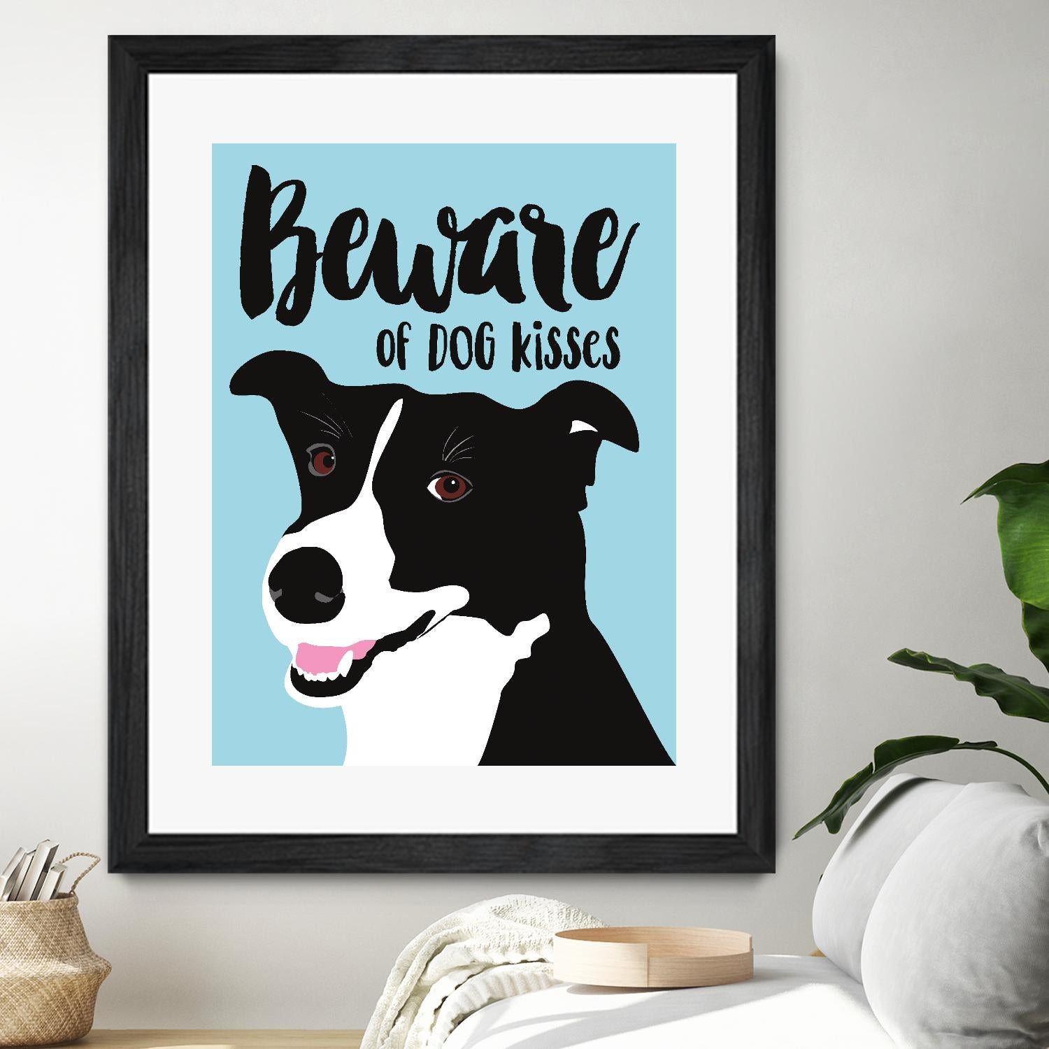 Beware of Dog Kisses Funny Warning Sign - Pet Safety Decal for Doors & Windows - Perfect for Dog Lovers & Home Security