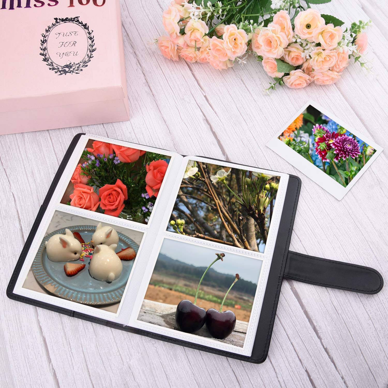 PU Leather Wallet Photo Album for Fujifilm Instax Wide 300, Polaroid POP/POP 2.0, OneStep 2/OneStep+ - Compatible with Instant Camera Films (Black) | Perfect for Travel, Parties & Memory Keeping