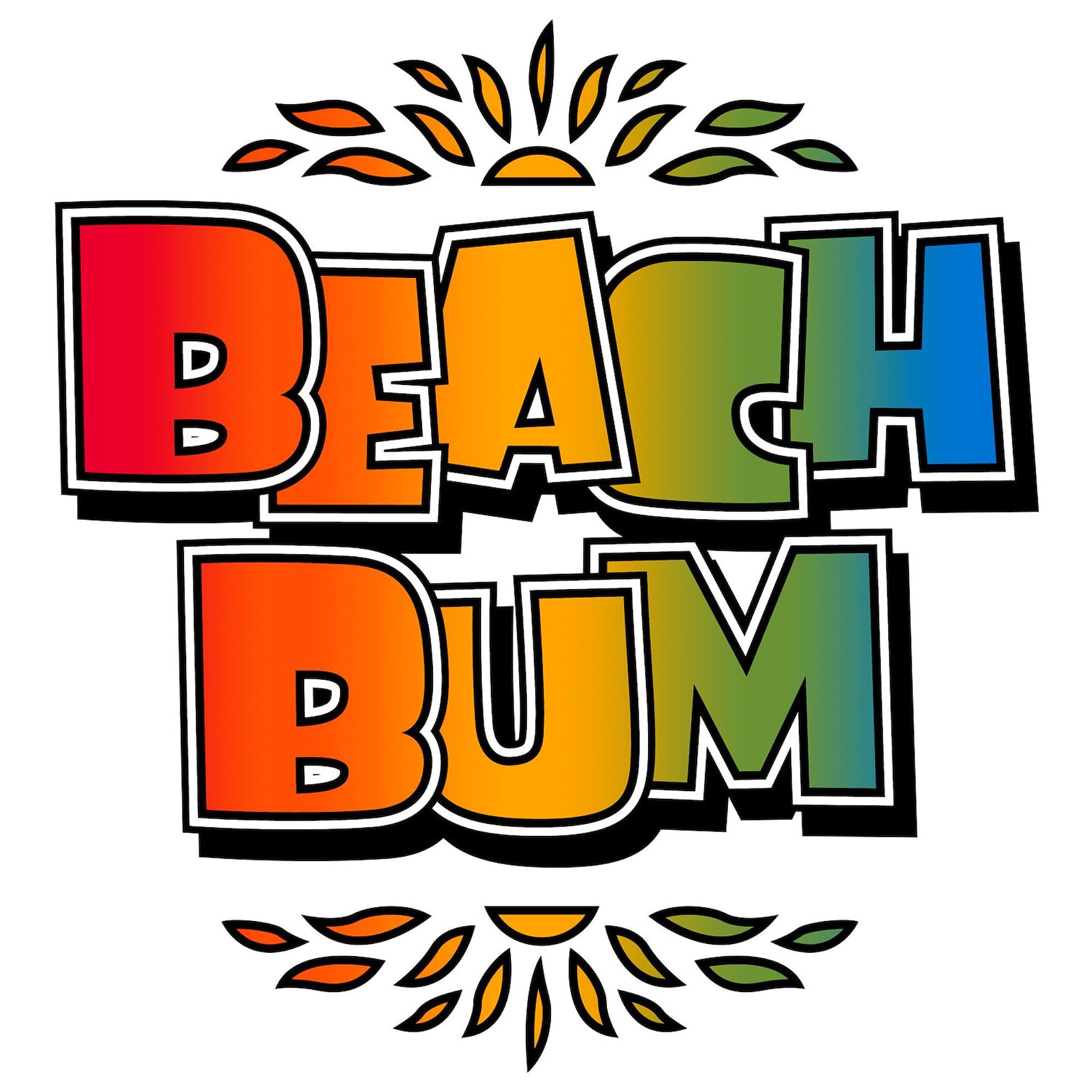 Retro Rainbow Beach Bum Sticker - Waterproof Vinyl Car Decal & Bumper Sticker for Cars, Laptops, Windows - Perfect for Beach Lovers, Surfers & Summer Road Trips