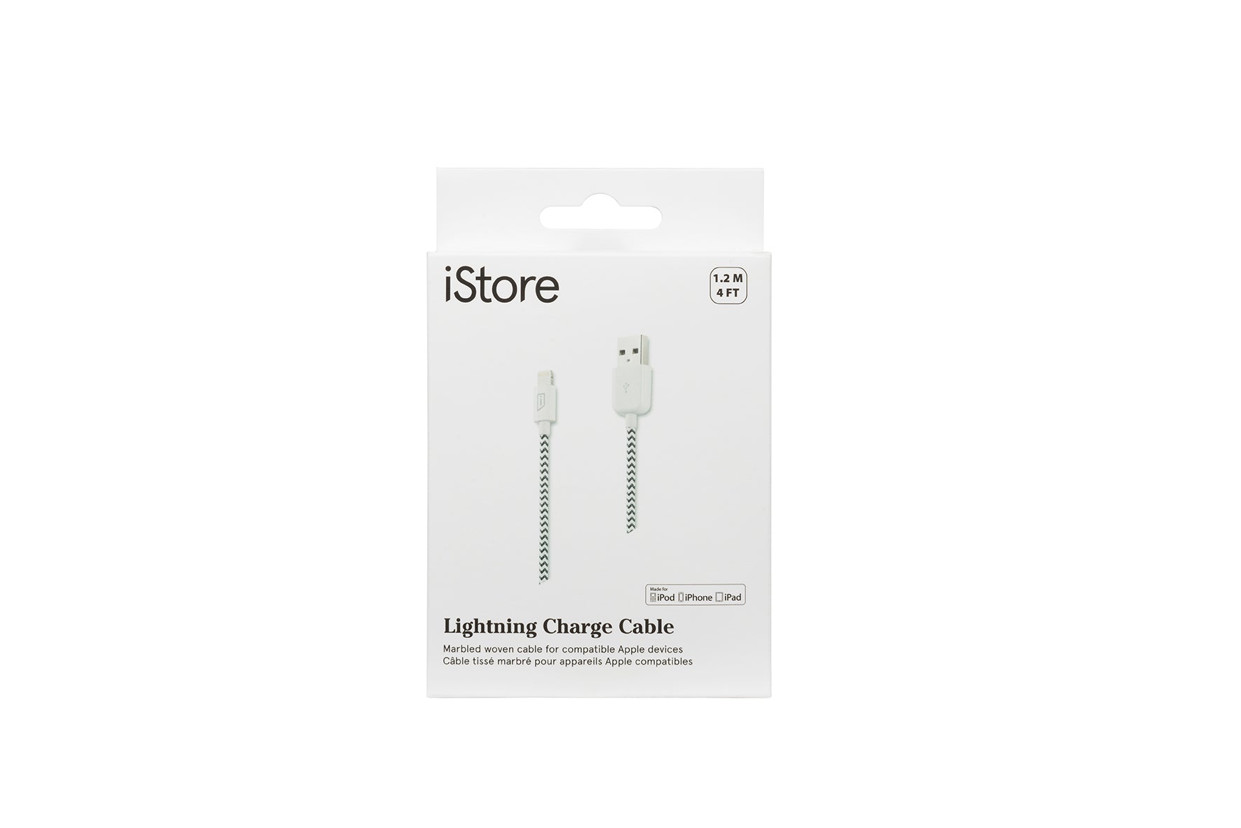 iStore Lightning Cable 4ft (1.2m) Fast Charging Braided USB Cable for iPhone - Durable Marble Design for Home, Office & Travel Charging