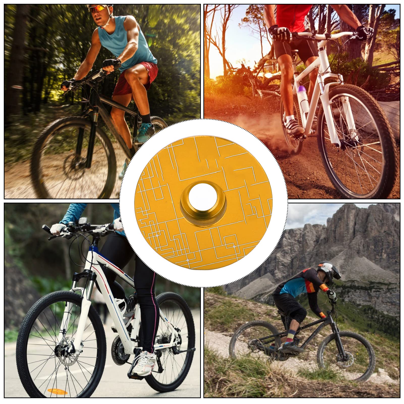 SUNGOOYUE 31.8mm Aluminum Alloy Bike Headset Top Cover with Bolts - Compatible with Mountain Bikes & Road Bikes (Yellow) | Durable Replacement Part for Smooth Cycling & Bike Maintenance