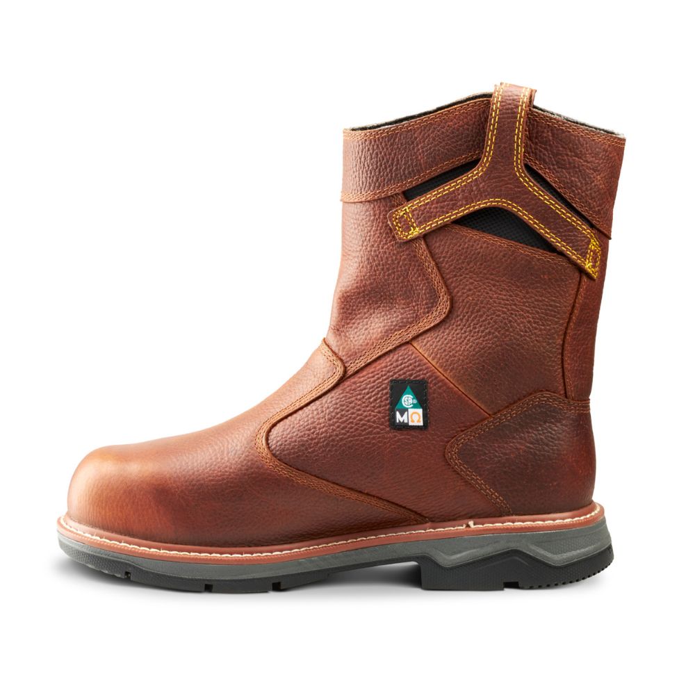 Terra Patton Waterproof 8-Inch Unisex Alloy Toe CSA Certified Pull-On Work Boots with Internal MET Guard (TR0A4TCCBRN) - Durable Safety Footwear for Construction, Warehouse & Industrial Work