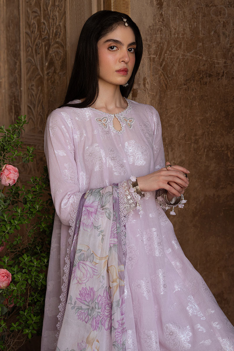 LAVENDER BLISS 3-Piece Jacquard Suit Set for Women | Elegant Floral Print Lounge Wear | Perfect for Home Relaxation, Spa Days & Special Occasions