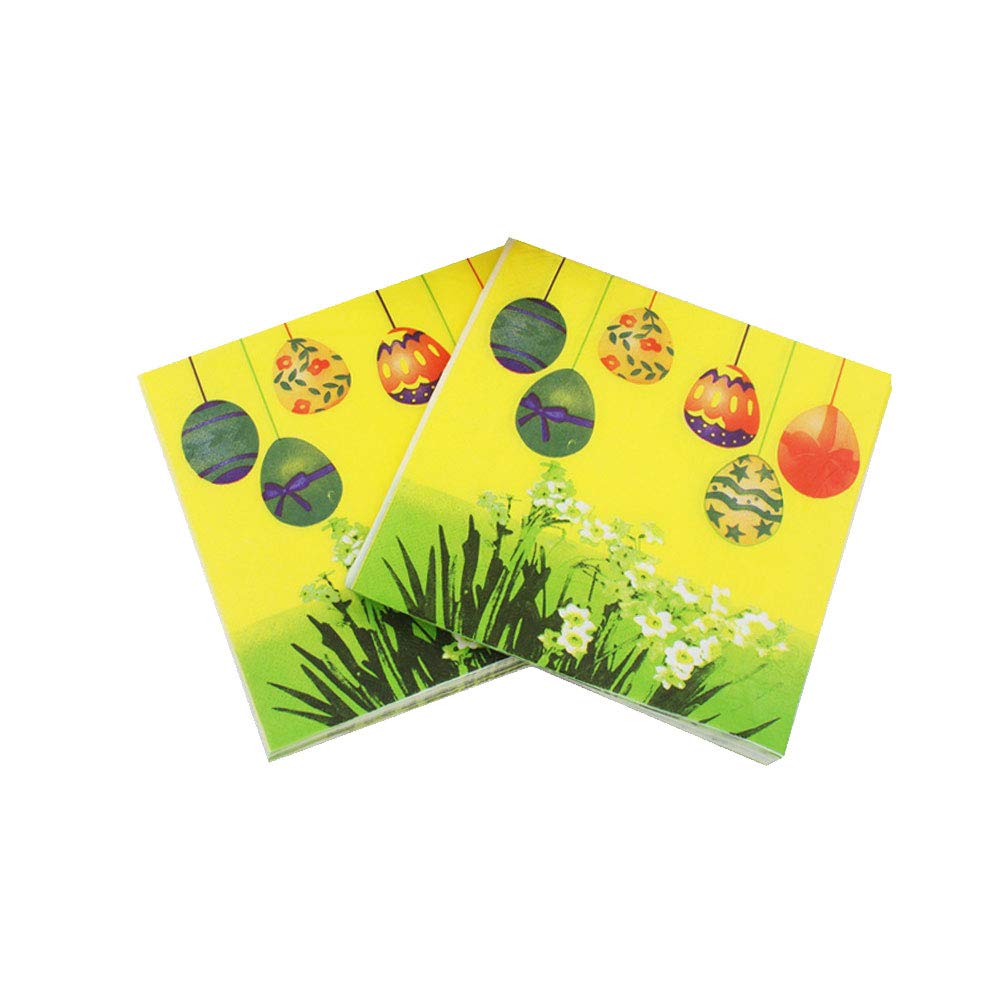 INOOMP 40-Pack Easter Themed Printed Paper Napkins - Colorful Holiday Party Supplies for Easter Dinner, Brunch, Banquet & Daily Use