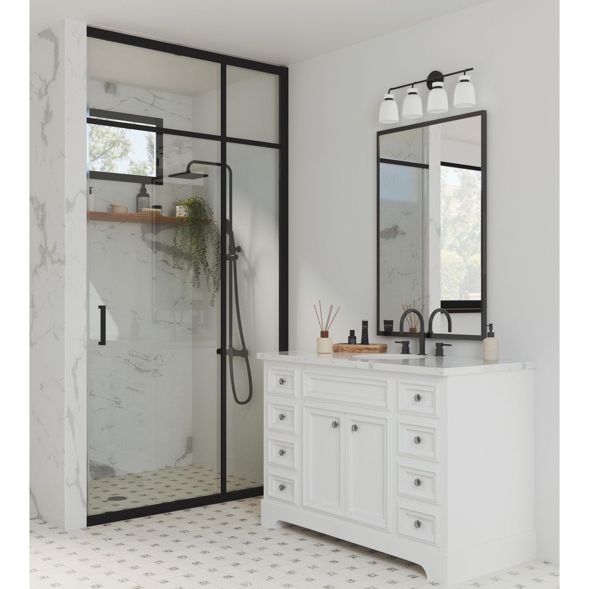 Lexie Collection 4-Light Vanity Light - Modern Bathroom Lighting Fixture for Makeup Vanity, Dressing Room & Bedroom Mirror