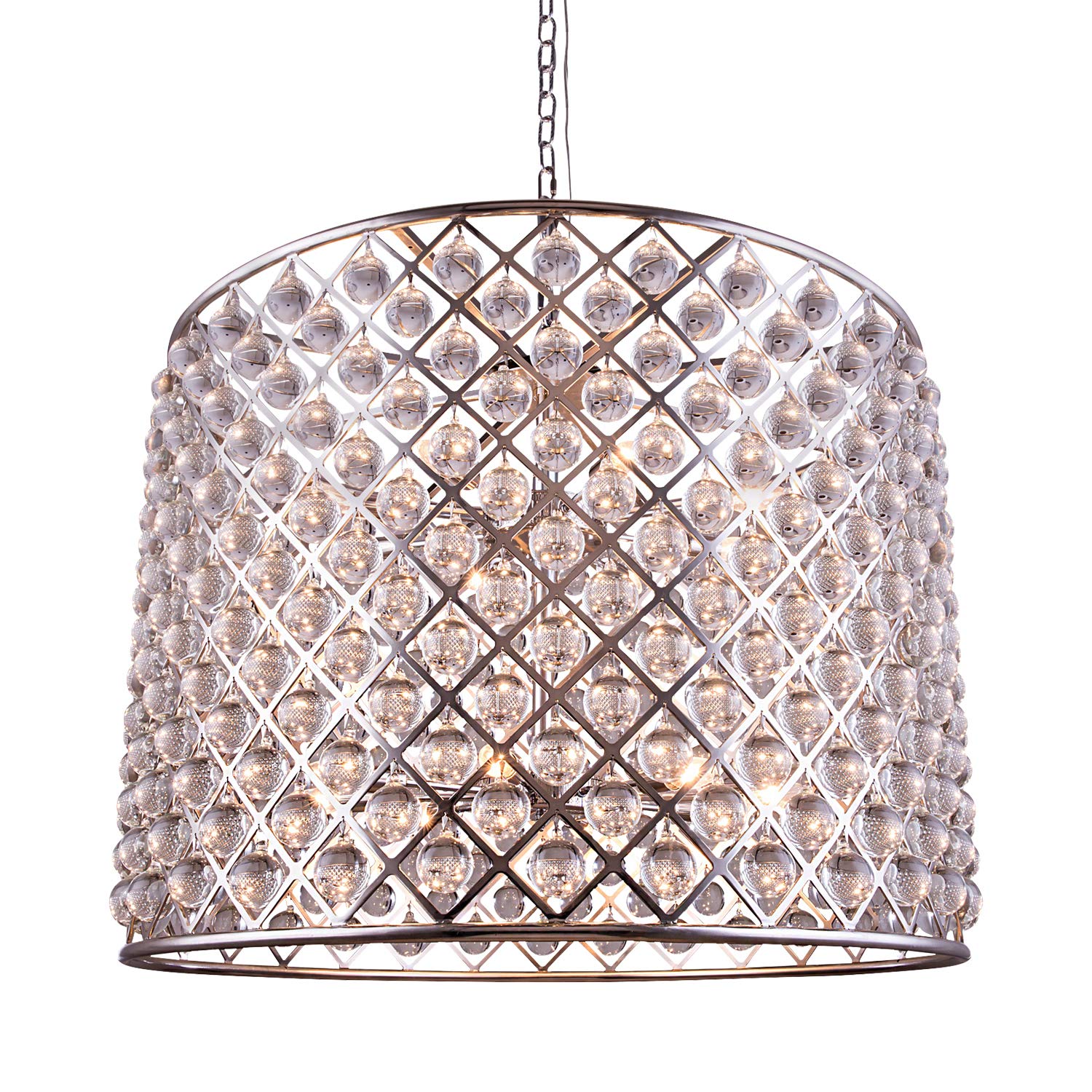 12-Light Crystal Grid Chandelier - 35.5
