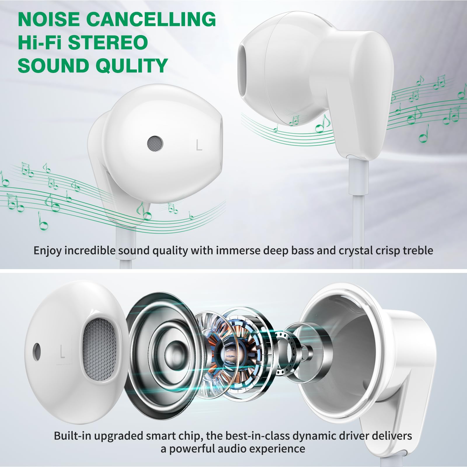 Noise Cancelling USB Gaming Headset with Microphone for PC, Laptop, PS4, PS5, Chromebook - Lightweight In-Ear Headphones for Office Work, Live Streaming & Silent Audio Control