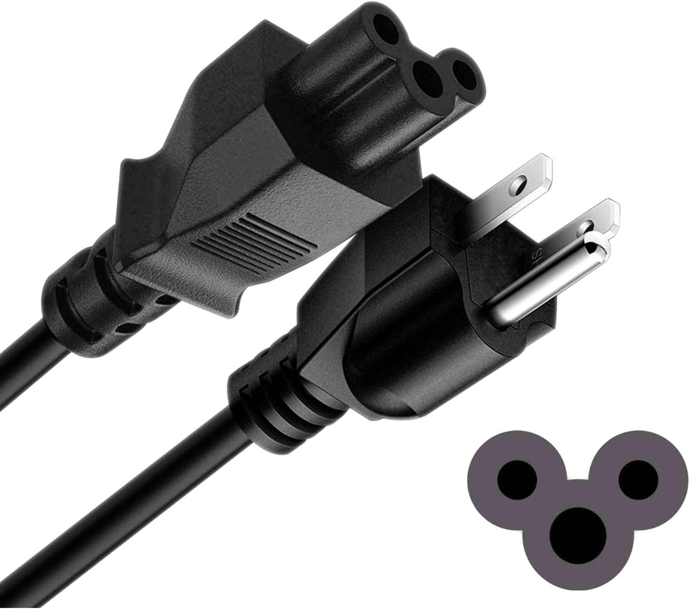 4FT 3-Prong Universal Power Cord Replacement - AC Power Cable for Computers, Laptops, TVs, Monitors (LG, Samsung, Acer, Asus, HP, Dell) - Perfect for Home Office, Gaming Setup & Entertainment Systems