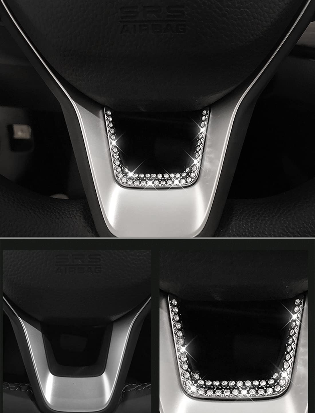 3D Rhinestone Steering Wheel Cover for 2018-2019 Honda Accord 10th Gen & Inspire - Bling Car Accessories with Glittering Knob Applique - Perfect for Customization & Luxury Interior Upgrade