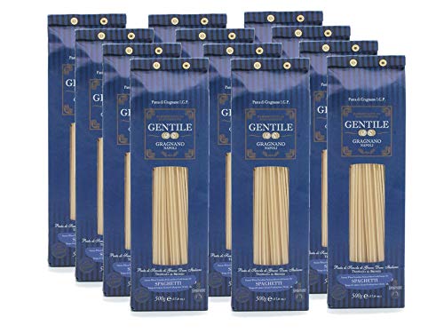 Authentic Italian Pasta Spaghetti from Gragnano-Napoli - Premium Gentile Pasta - Case of 12 Bags (500g Each) - Perfect for Italian Cuisine, Family Dinners & Gourmet Cooking