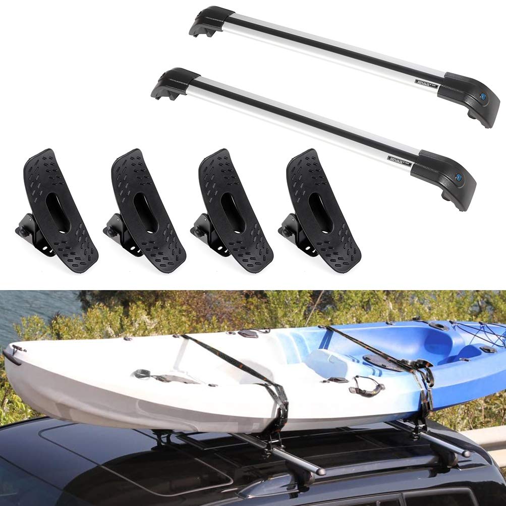 SCITOO Universal Roof Rack Cross Bars - Heavy Duty Kayak Carrier with Seat Belt-Style Straps for Hyundai Santa Fe 2013-2017 - Perfect for Outdoor Adventures, Camping & Water Sports Gear Transport