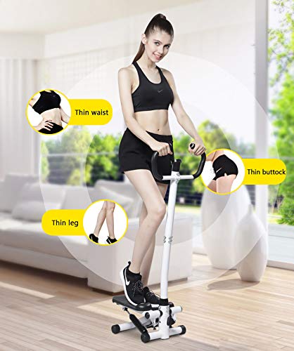 Step Fitness Stair Stepper Machine with Handlebar - Cardio Workout Equipment with Digital Display & Resistance Bands - Home Gym Exercise for Weight Loss & Toning