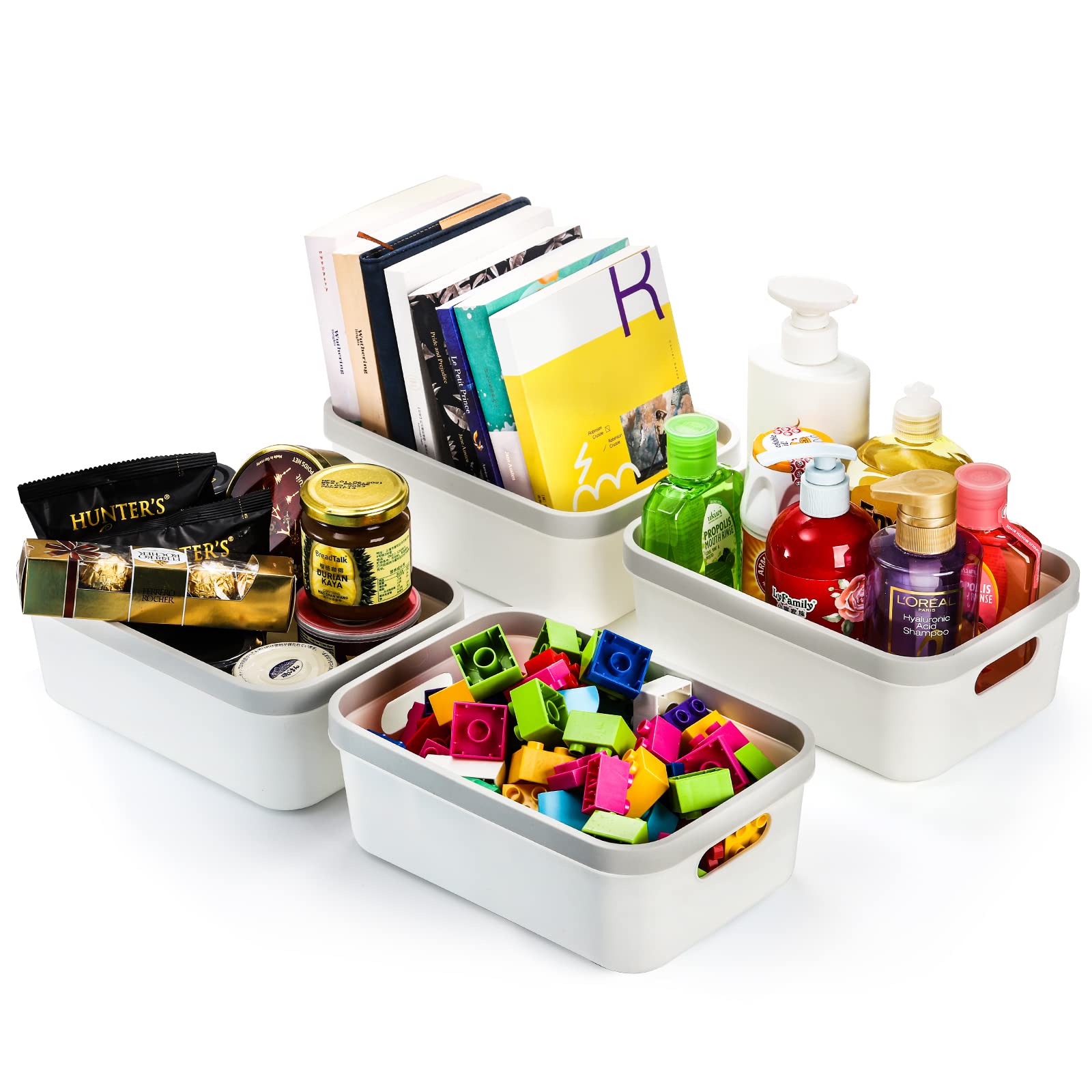 Elsjoy 6-Pack Plastic Storage Bins with Handles - 10
