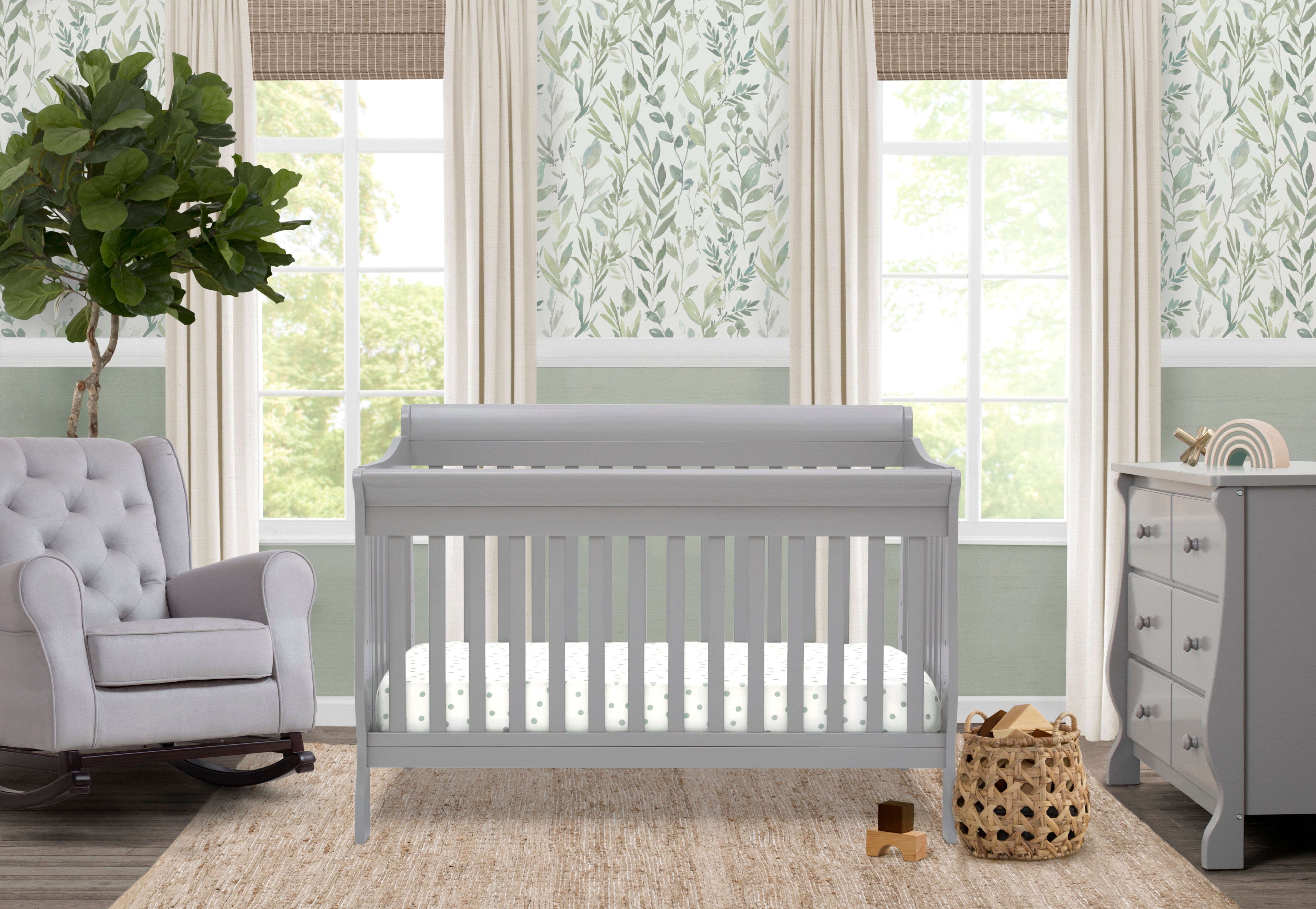 6-in-1 Convertible Baby Crib with Toddler Bed Conversion - Canton White Nursery Furniture for Newborn to Teen - Perfect for Small Spaces & Modern Nurseries