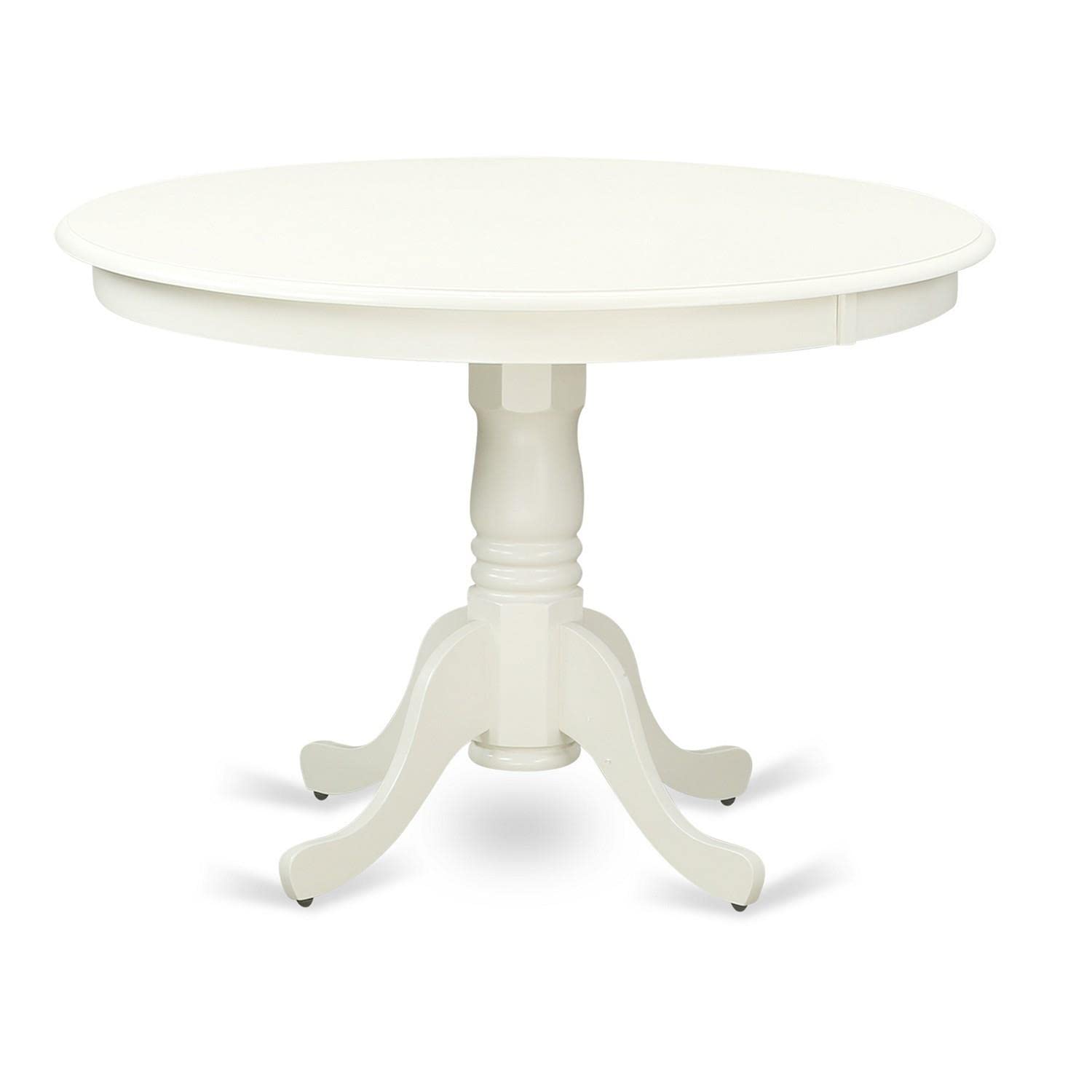 East West Furniture HLBA3-LWH-01 3-Piece Round Dining Set with Pedestal Table & 2 Cream Linen Parsons Chairs, 42x42 Inch, Linen White - Perfect for Small Spaces, Breakfast Nooks & Cozy Apartment Dining