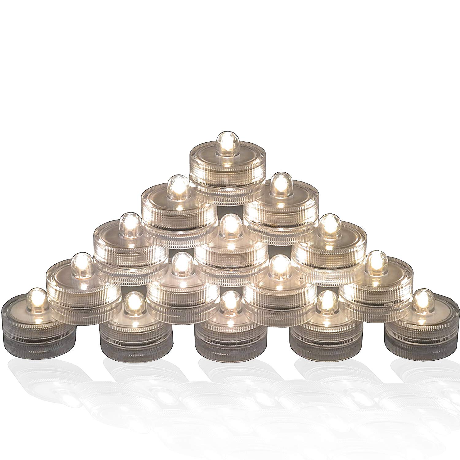 36 Pack Waterproof Submersible LED Tea Lights - Battery Operated Underwater Lights for Wedding Centerpieces, Party Decorations (Warm White) | Perfect for Pool Parties, Vow Renewals & Romantic Dinner Ambiance