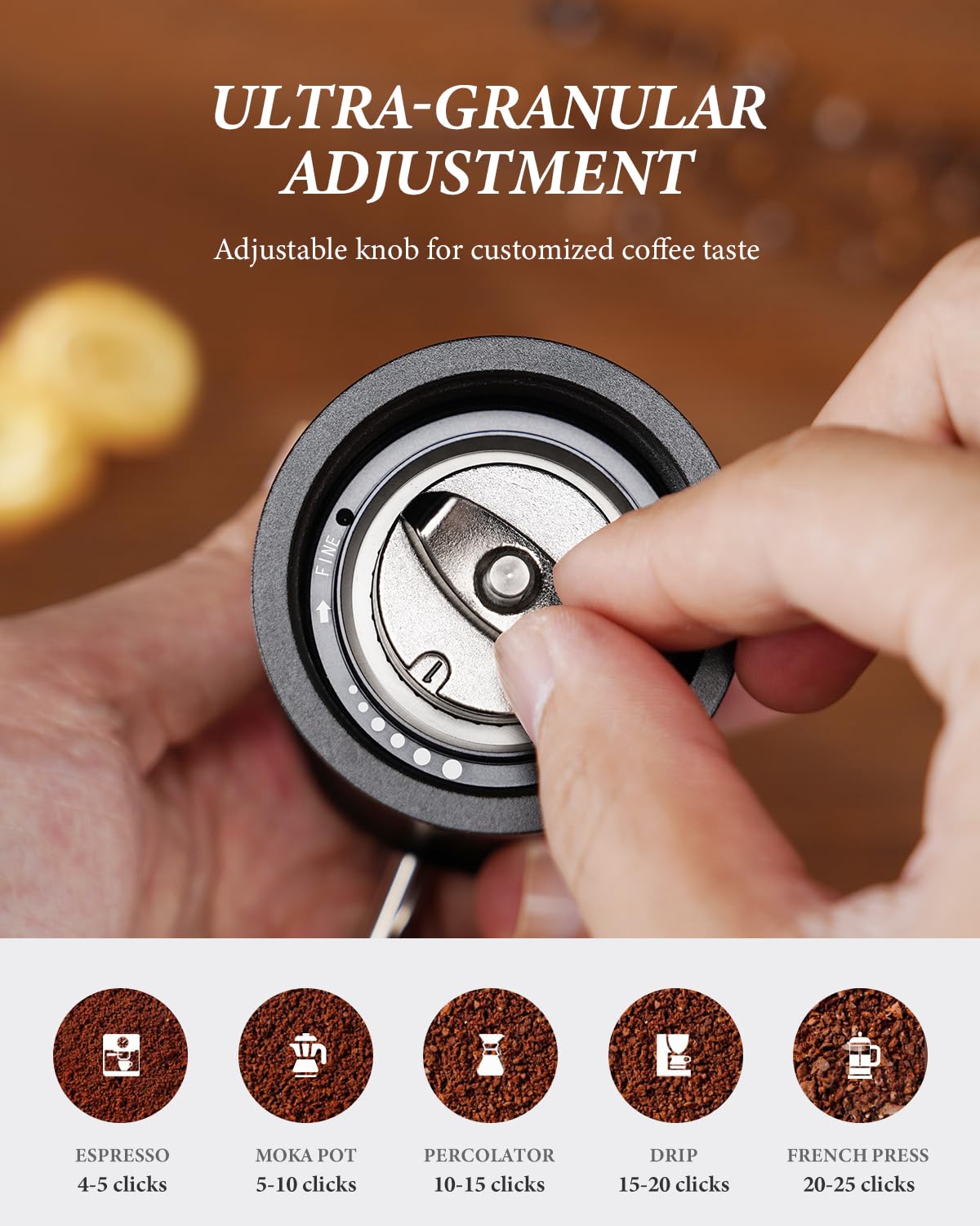 SHARDOR Professional Manual Coffee Grinder - 420 Stainless Steel Conical Burr, Adjustable Coarseness, 1.06oz Large Capacity for Espresso, French Press, Pour Over & Cold Brew at Home or Office