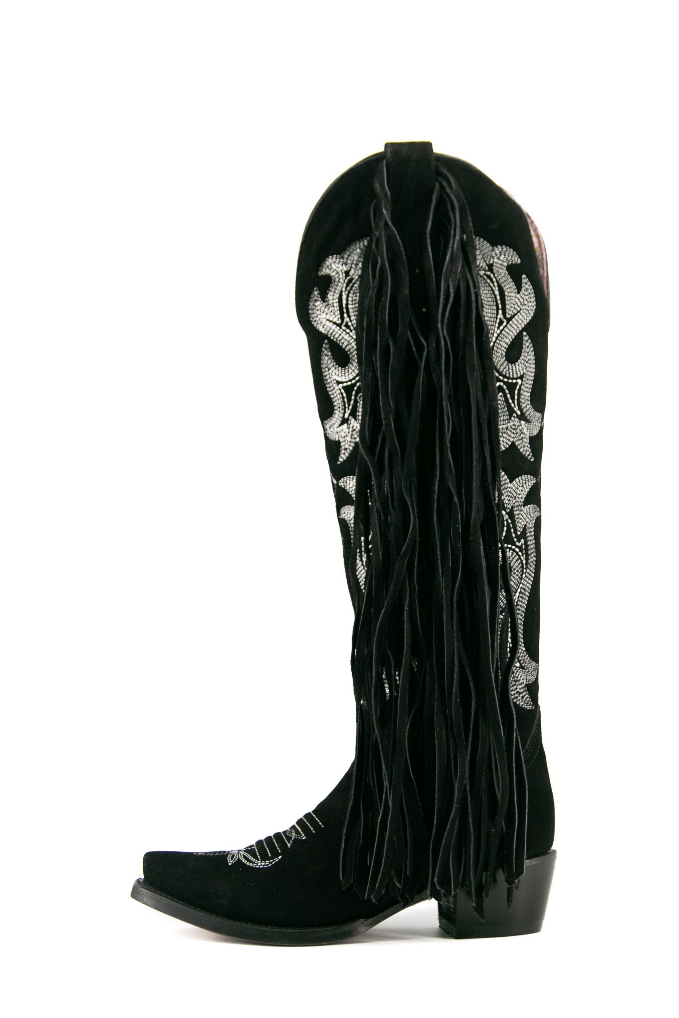 Maite Gamuza Tall Fringe Snip Toe Cowgirl Boots for Women - Western Riding & Country Fashion - Final Sale