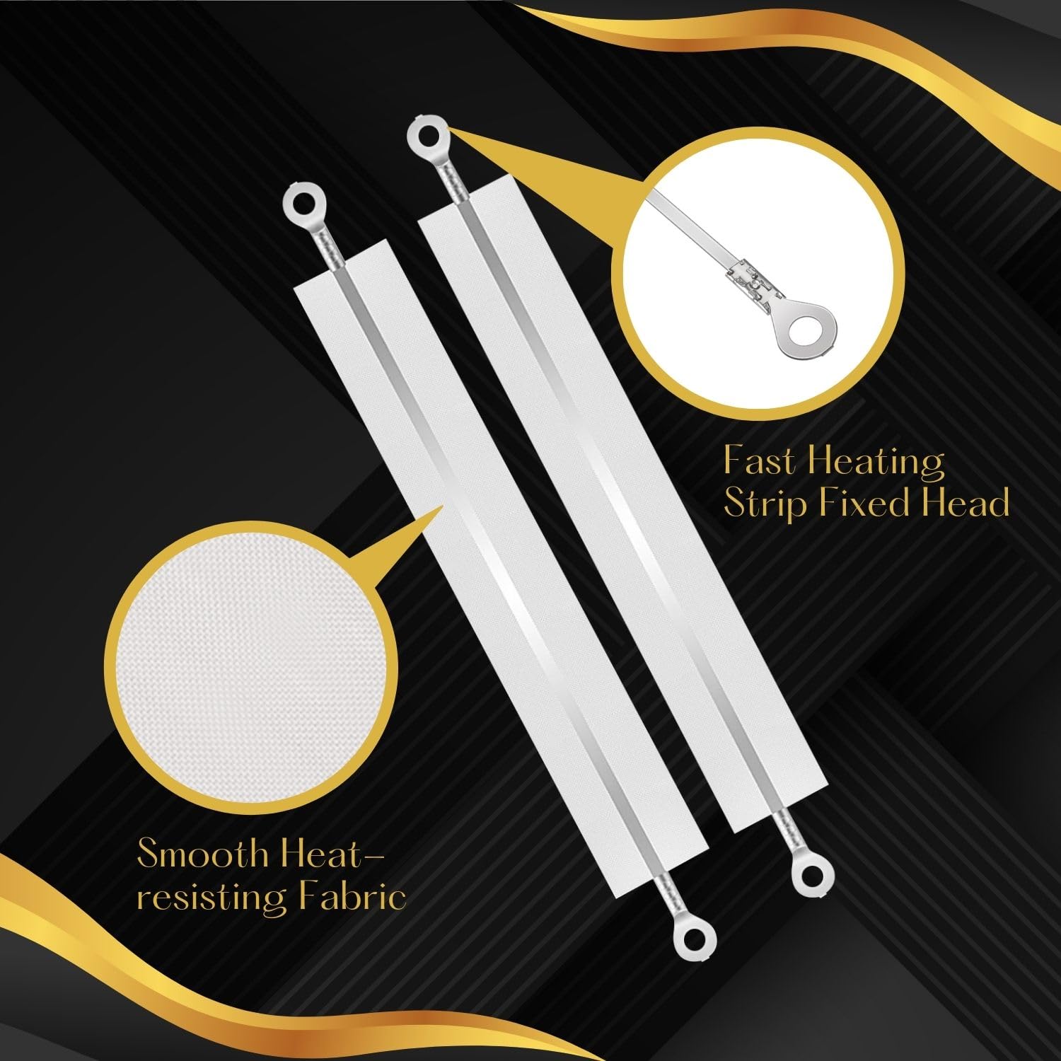 Flexzion Impulse Sealer Replacement Parts Kit - 600W 8-inch Heat Seal Strips, PTFE Tape & Heating Elements (10-Pack) for Food Packaging, Plastic Bag Sealing & Industrial Use