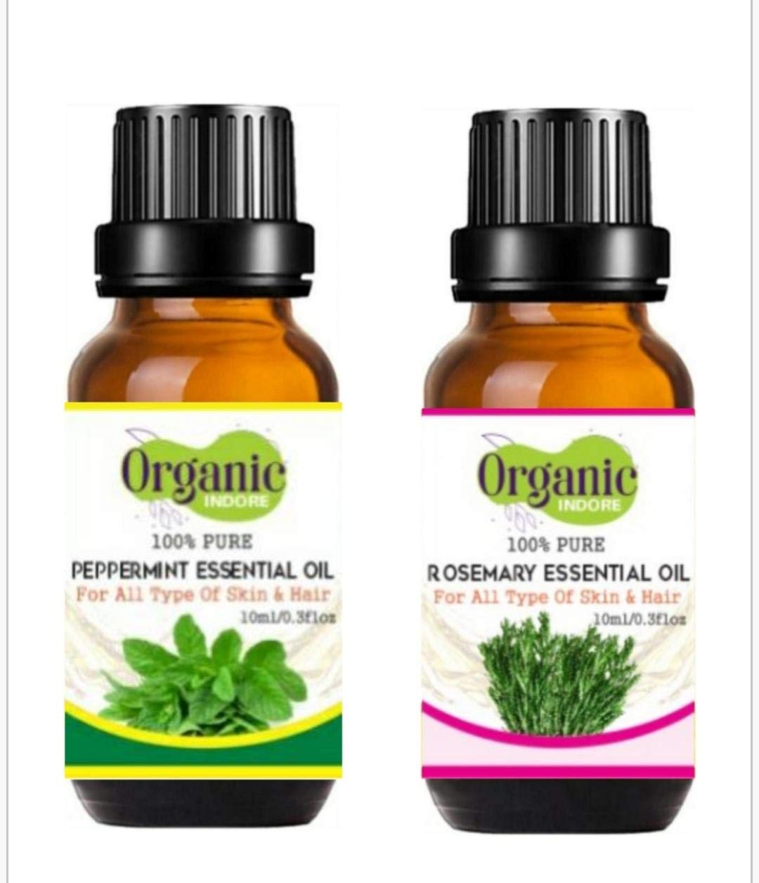 Organic Peppermint Oil & Rosemary Essential Oil Set - 100% Pure Natural Aromatherapy for Relaxation, Hair Growth & Skin Care | Perfect for Diffusers, Massage & DIY Beauty Products