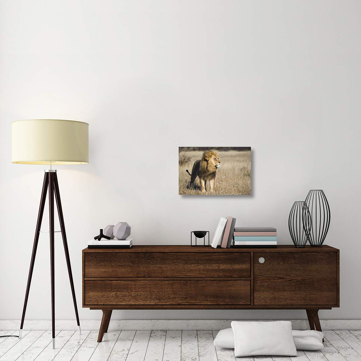 African Lion Male Canvas Art - Khutse Game Reserve Botswana Wildlife Print - 24x16 Inches Wall Decor for Living Room, Office & Safari Theme