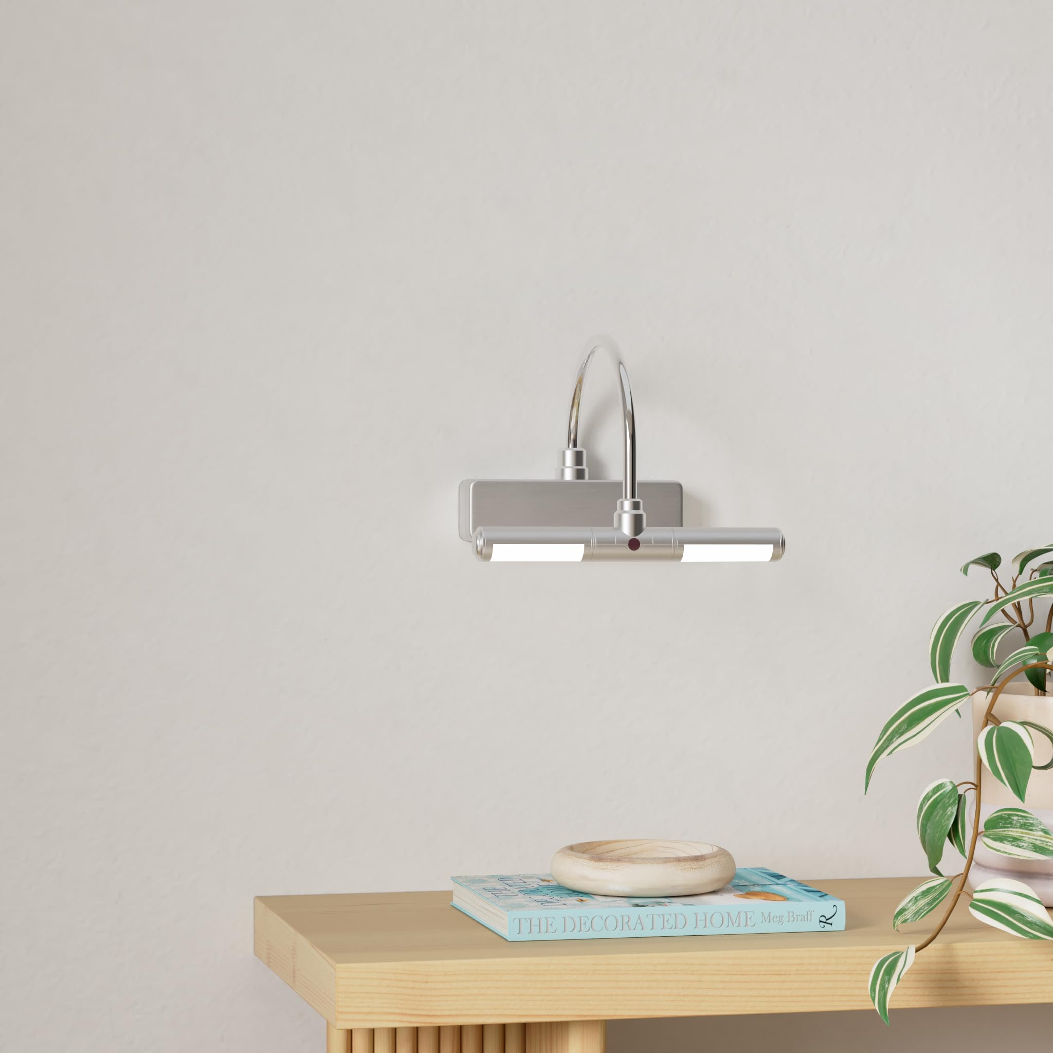 BIGLIGHT Battery Operated LED Picture Light with Timer & Dimmer - Rotatable Light Heads, 3 Lighting Modes, Remote Control - 8.8