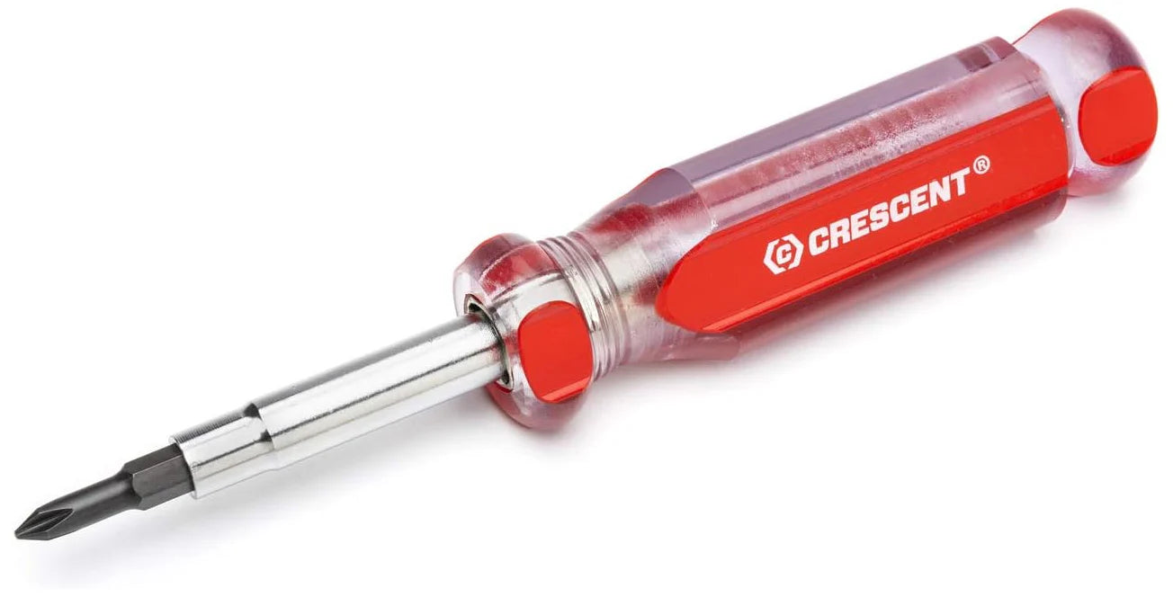 Crescent 6-in-1 Interchangeable Bit Screwdriver Set with Red Ergonomic Handle (CS61N) - Perfect for Home Repairs, DIY Projects & Professional Toolkits