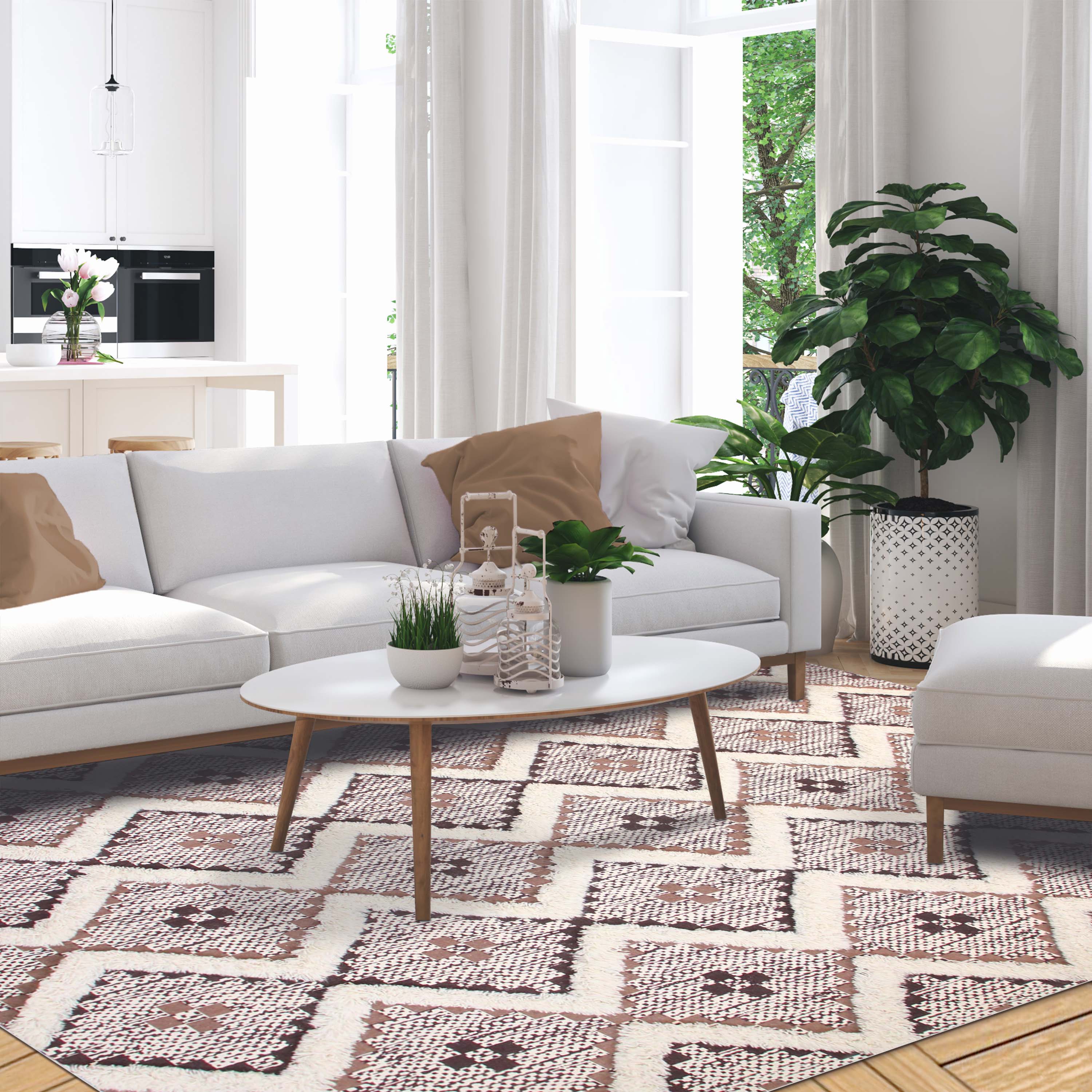 Hand Tufted Cotton Wool Geometric Farmhouse Area Rug - Soft Textured Boho Chic Rug for Living Room, Bedroom, Dining Room Decor