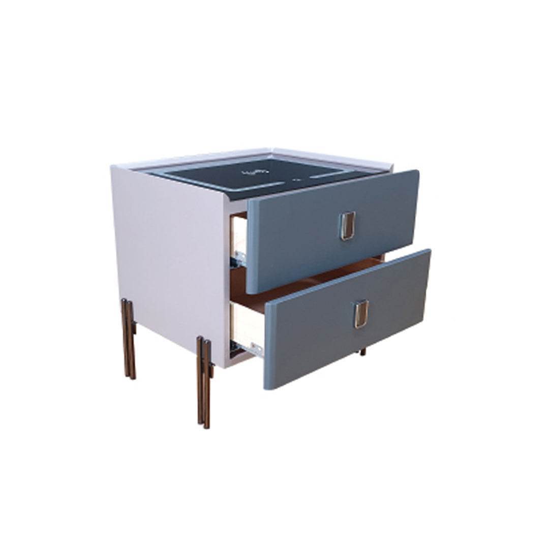Modern Hopson LED Nightstand with USB Charging Port & Drawer - Perfect for Bedroom, Living Room, and Dorm Room Organization