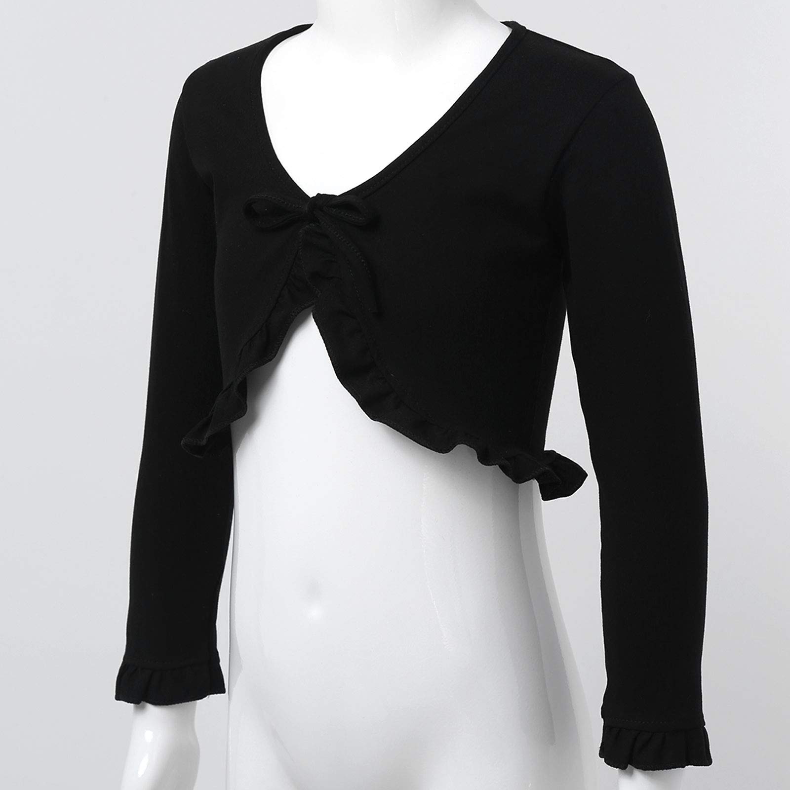 Freebily Girls Ballet Dance Cardigan - V Neck Knit Wrap Top for Kids, Warm-up Crop Coat, Gym Outerwear, Bolero Shrug Sweater - Perfect for Dance Class, Rehearsals & Performance