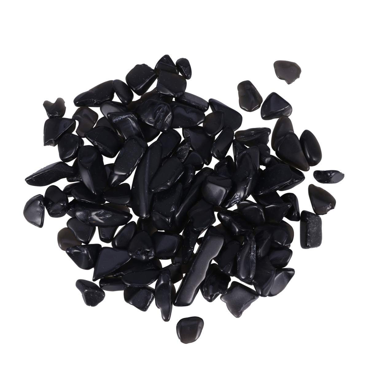 Natural Stone Chips 500g - Black Obsidian Irregular Shaped Gemstone Beads for DIY Jewelry Making, Aquarium Decor, Fish Tank & Garden Landscaping | Healing Crystals for Home & Office Decoration
