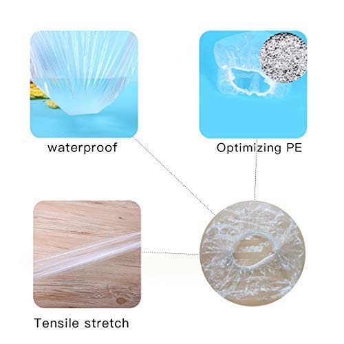 **OSEN Reusable Waterproof Shower Cap for Men & Women - Elastic Hair Bath Cap for Swimming, Bathing, Showering, Makeup & Styling - Transparent (Pack of 100) - Perfect for Travel, Spa & Home Use**