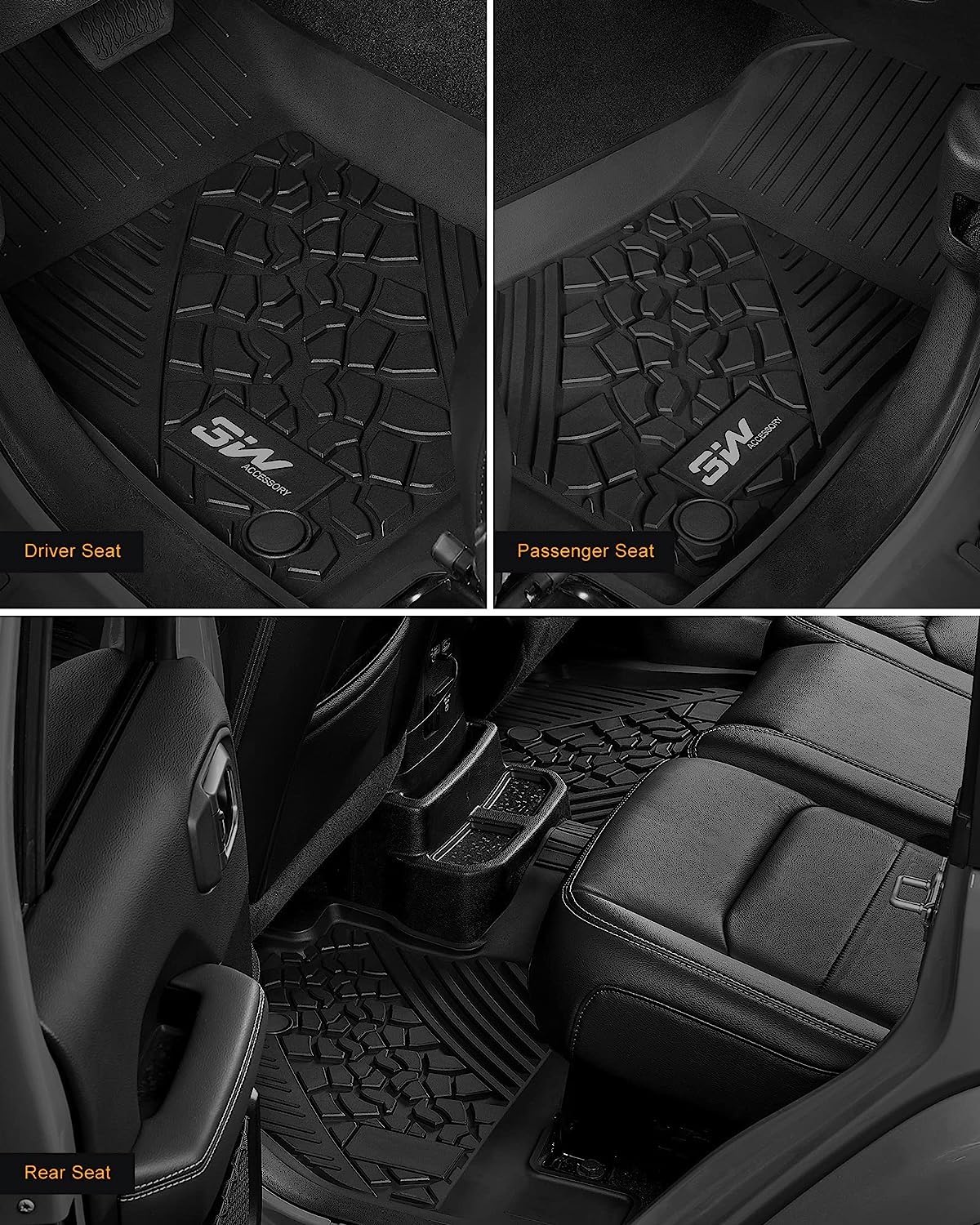 3W All-Weather TPE Floor Mats & Cargo Liner for Jeep Wrangler JL 2018-2025 (4-Door Sahara/Willys/Rubicon) - Non JK/4XE/Subwoofer Models - Durable Car Floor Liners & Trunk Mat Set for Off-Road, Camping & Daily Driving Protection
