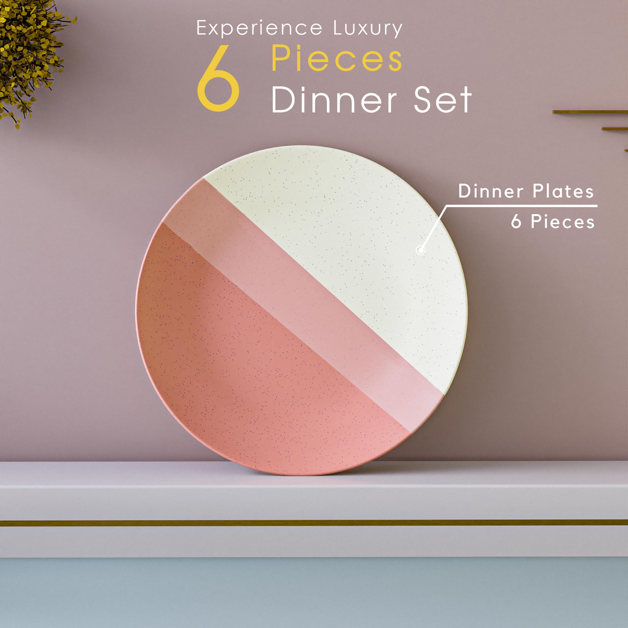 **Handcrafted 10.5-Inch Ceramic Dinner Plates Set of 6 - Pink Matte Finish | Microwave & Dishwasher Safe | Elegant Tableware for Restaurants, Weddings & Everyday Dining**