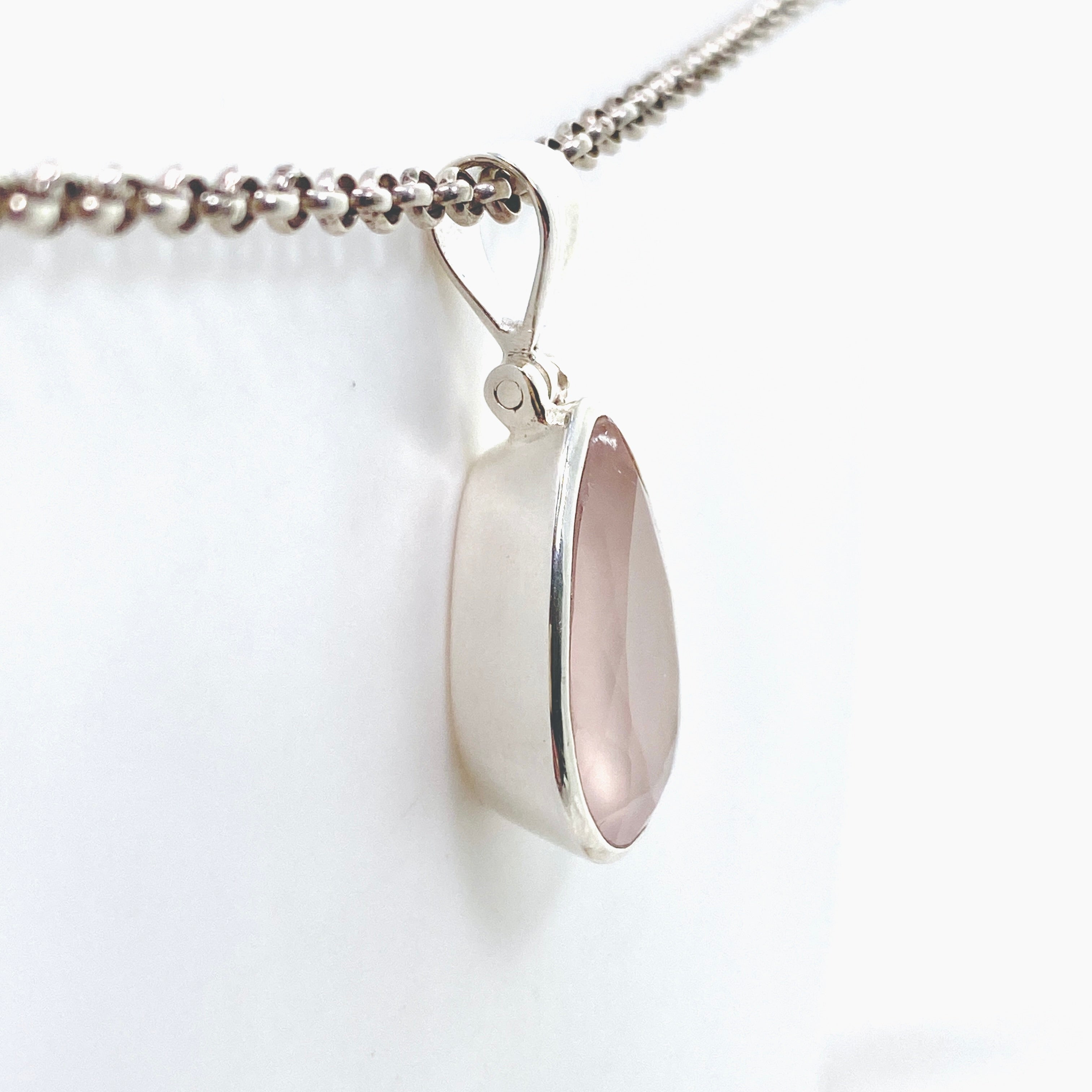 Rose Quartz Teardrop Faceted Pendant Necklace - Natural Gemstone Jewelry for Women - Perfect for Meditation, Healing & Everyday Elegance