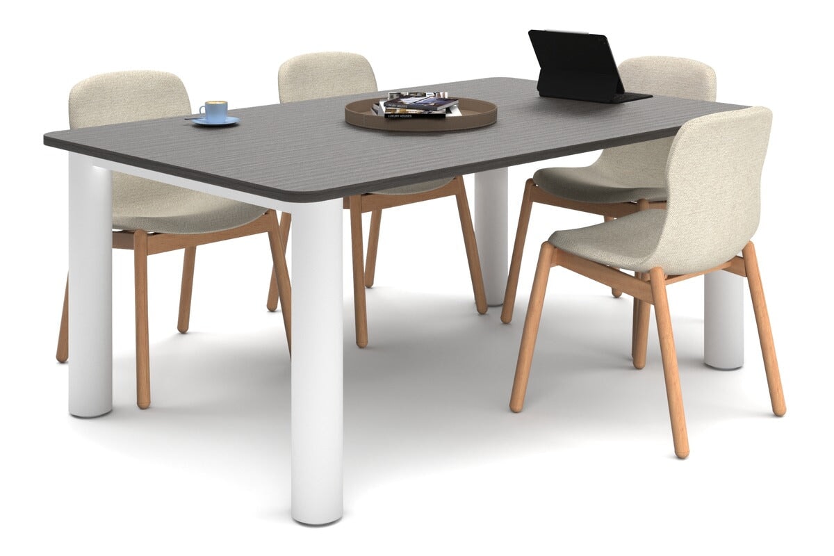 Modern Quadro Cylinder Leg Boardroom Rectangle Table with Rounded Corners - 1800L x 1100W - Perfect for Conference Rooms, Office Meetings & Executive Workspaces