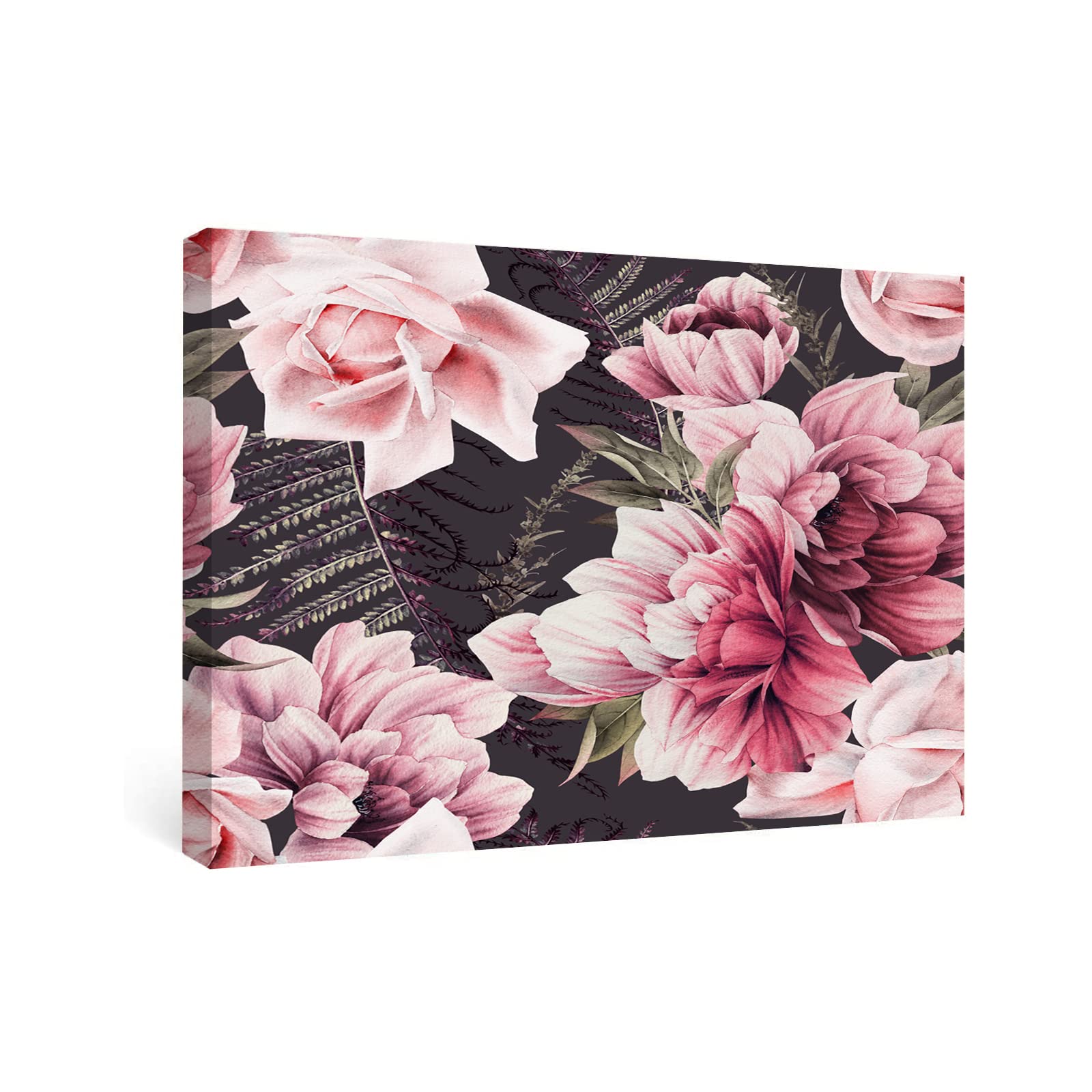Tropical Floral Canvas Wall Art - Farmhouse Decor for Living Room & Kitchen - 8x12 Inch Framed