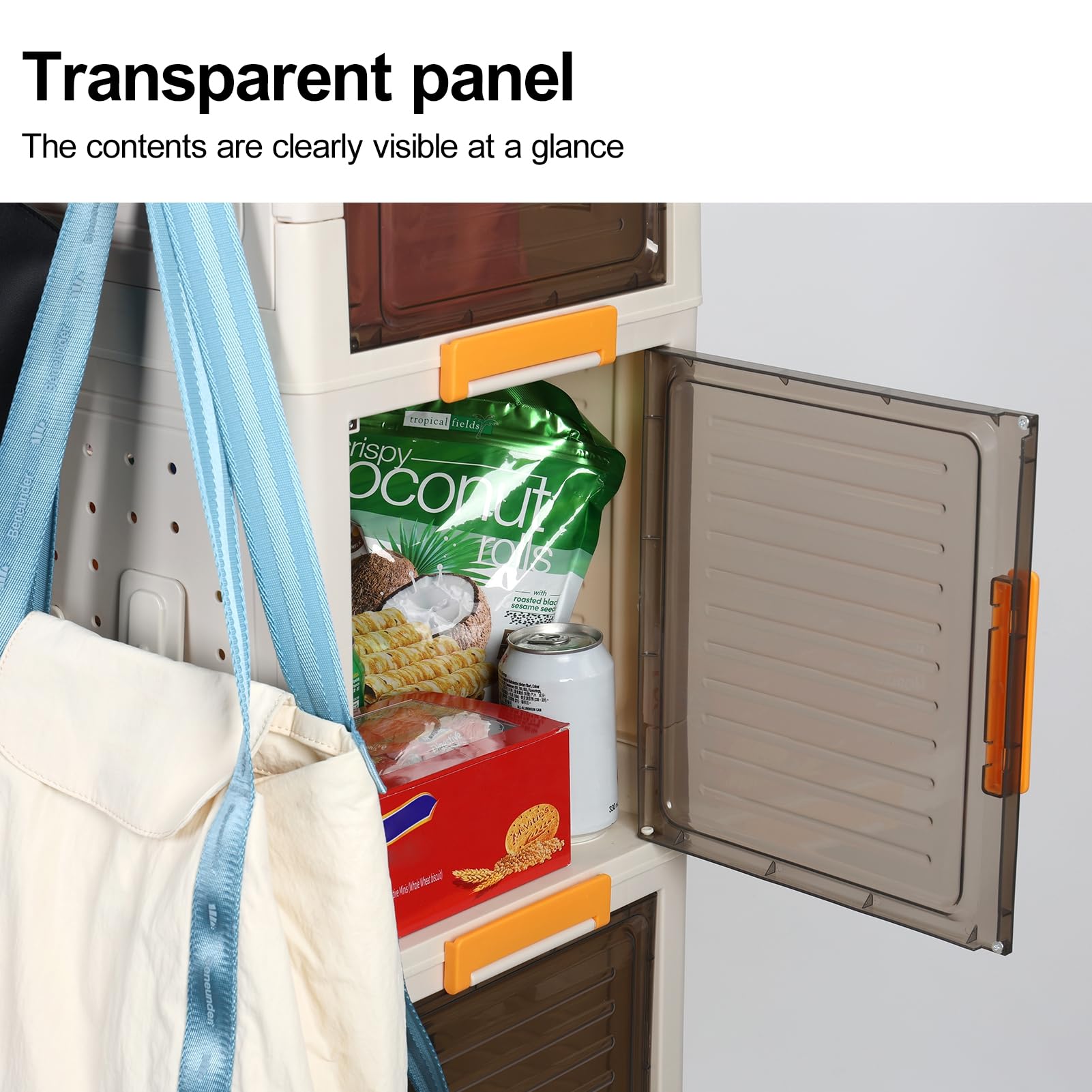 Foldable Storage Bins with Lids - 4-Layer Stackable Collapsible Organizer Box, Wheeled Storage Cabinet & Clear Plastic Closet Organizer for Bedroom, Living Room, Office, Dorm - Perfect for Clothes, Toys, Books & Home Organization