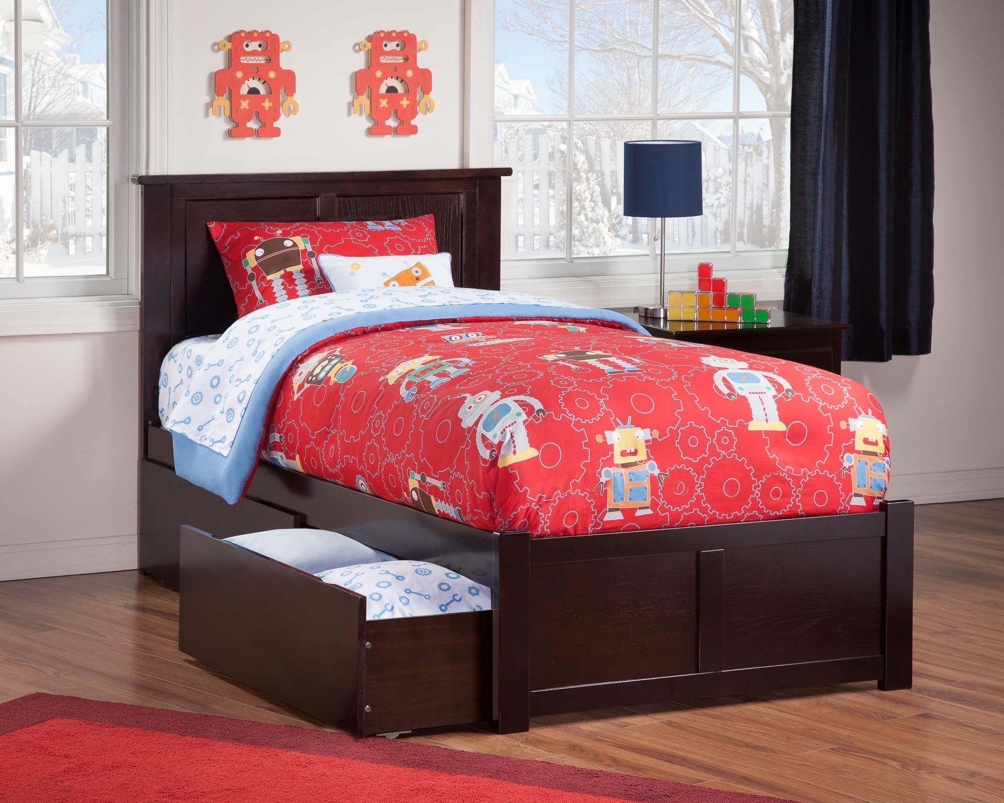 AFI Madison Twin XL Platform Bed with Storage & USB Charger for Small Spaces