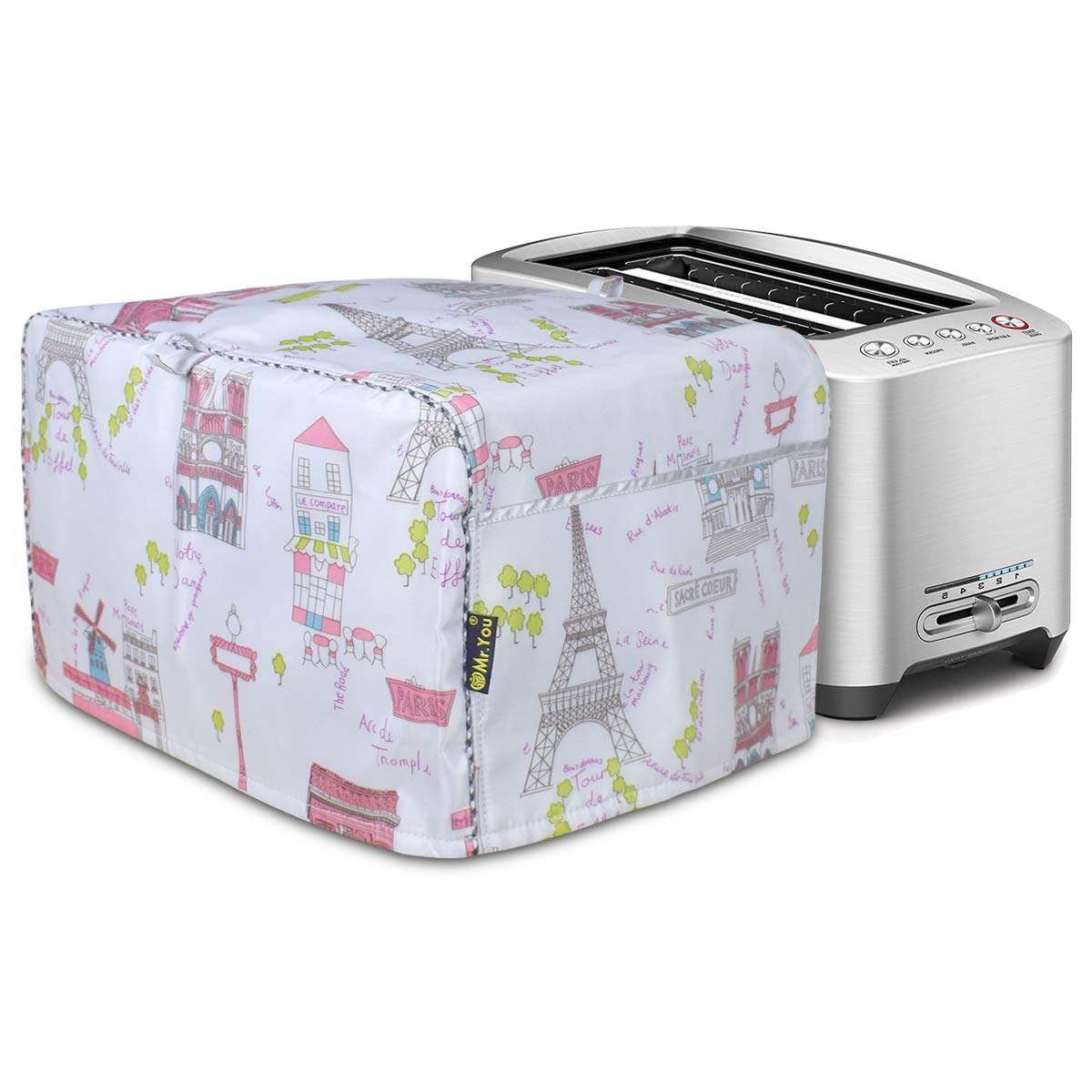 Hot Dog Toaster Cover & Toaster Oven Dust Protector - 4-Slice Bread Toaster Cover with Accessory Pocket - Compatible with Air Fryer (Paris) - Perfect for Kitchen Countertop Organization & Appliance Protection