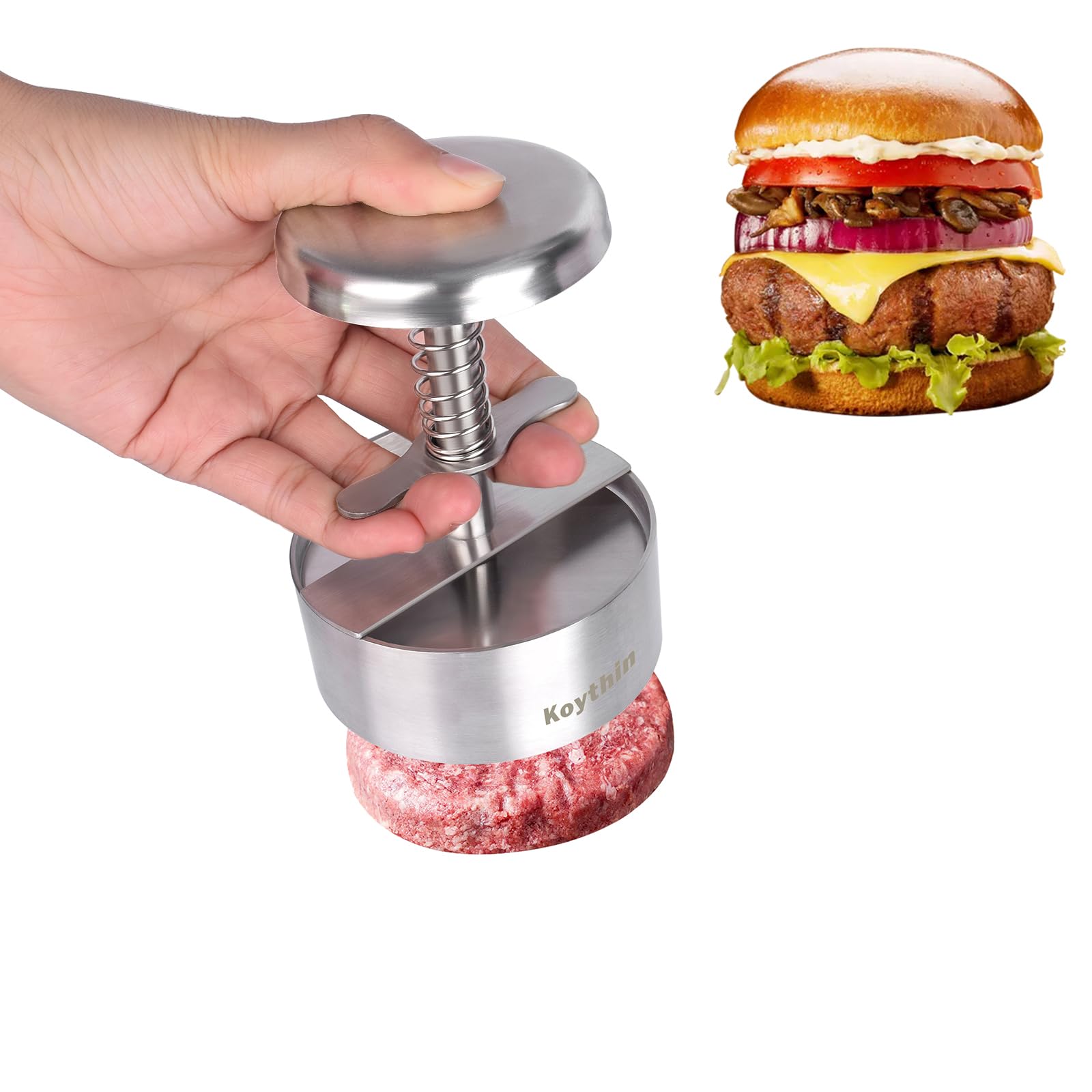 Koythin Adjustable Hamburger Patty Press Maker - Non Stick Burger Patty Mold Cutter Former for BBQ, Grilling & Homemade Burgers (8cm Diameter) - Perfect for Backyard Cookouts, Picnics & Restaurant-Style Burgers at Home
