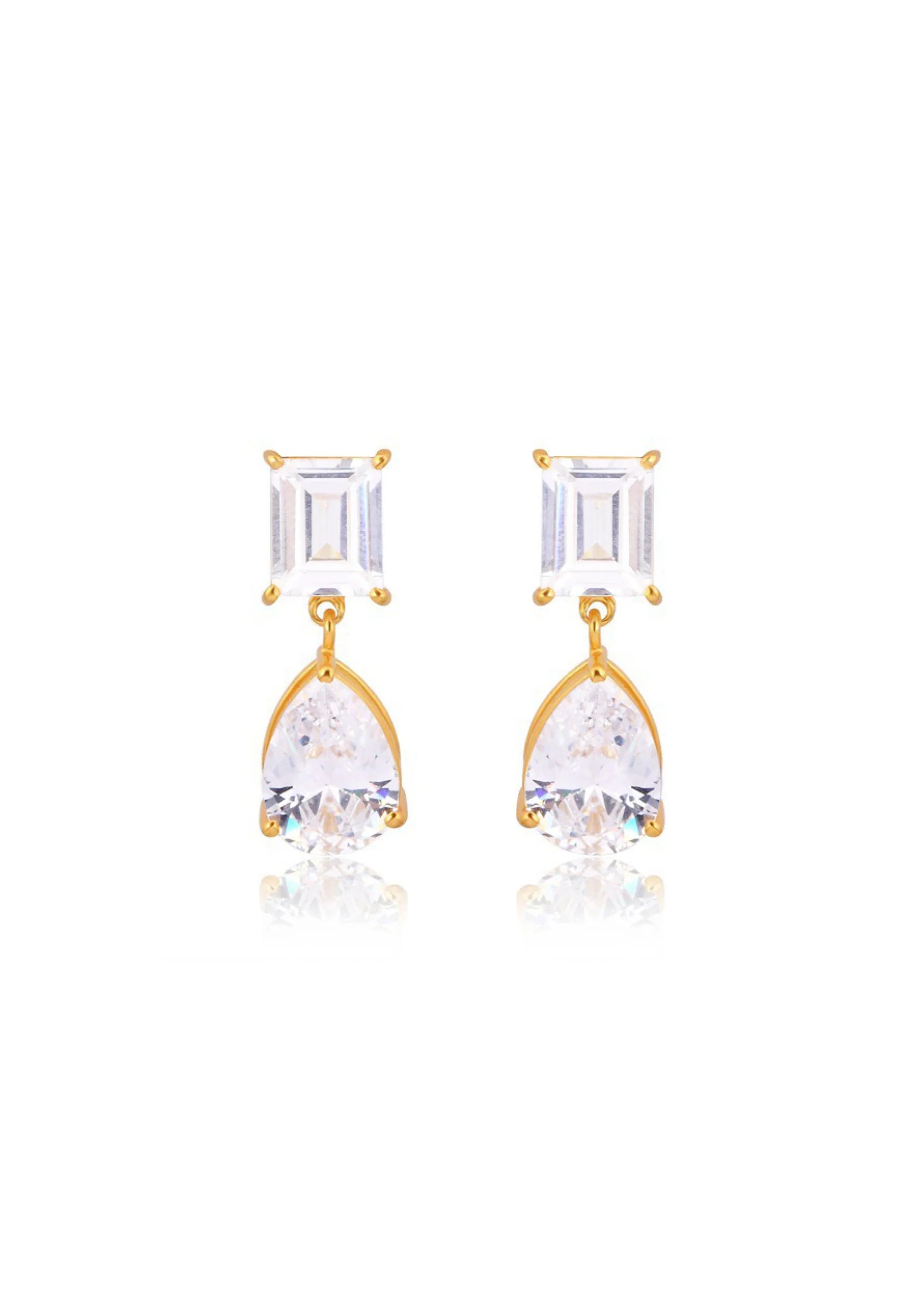 Lola Knight Sol Crystal Drop Bridal Earrings - 14K Gold Wedding Jewelry for Brides, Bridesmaids & Formal Events