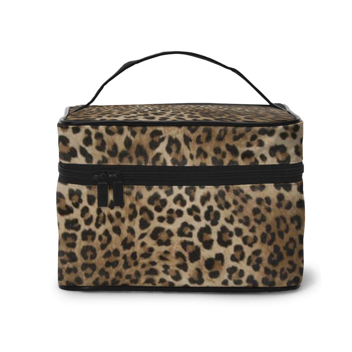MSGUIDE Leopard Print Makeup Bag for Women - Travel Cosmetic Organizer with Handle, Waterproof Toiletry Bag for Girls | Perfect for Vacation, Gym & Daily Essentials Storage
